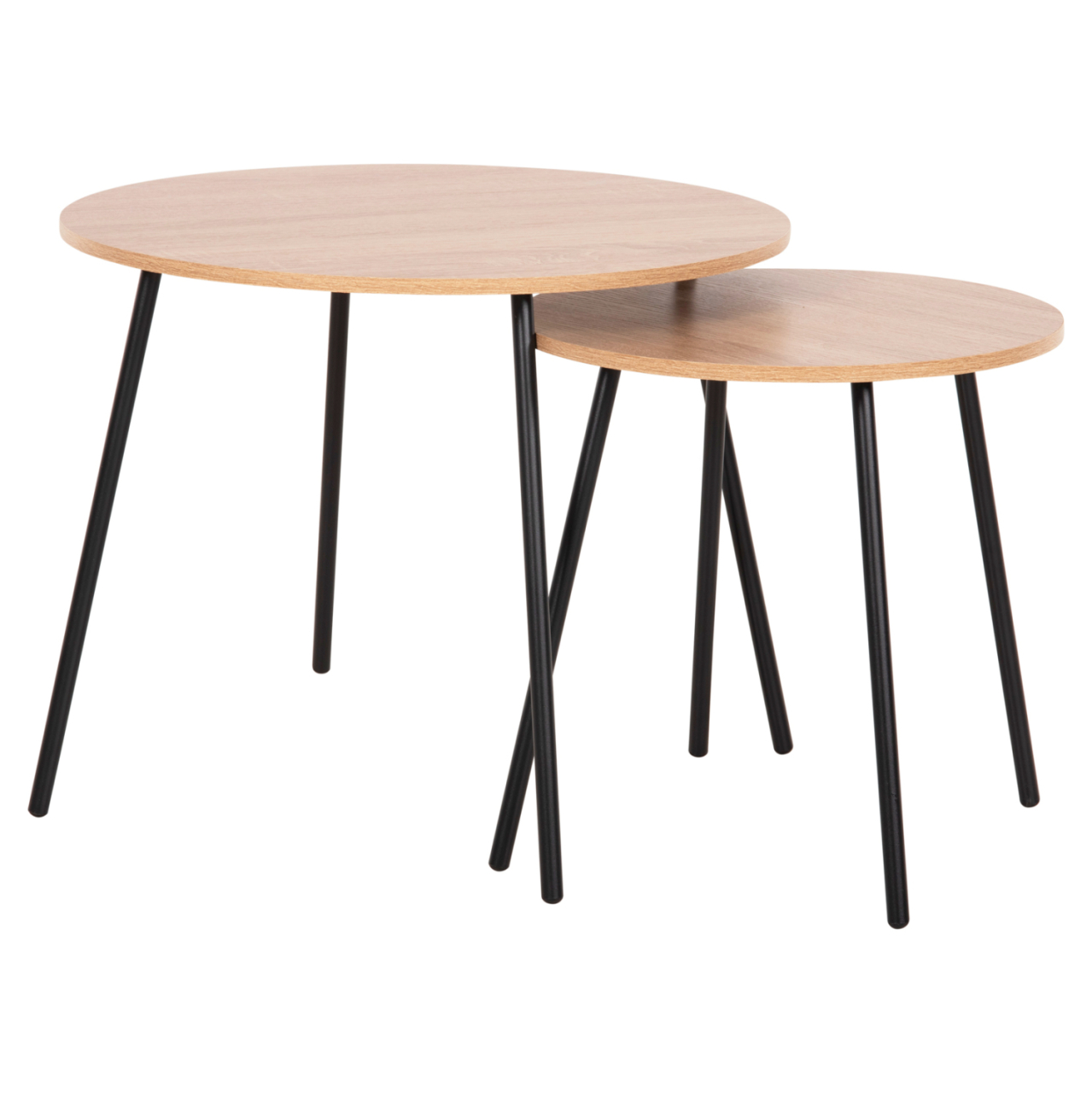 COFFEE TABLES 2PCS ROUND CUPPER HM9878.01 MELAMINE IN SONAMA-BLACK METAL Φ55x45Hcm. [4]