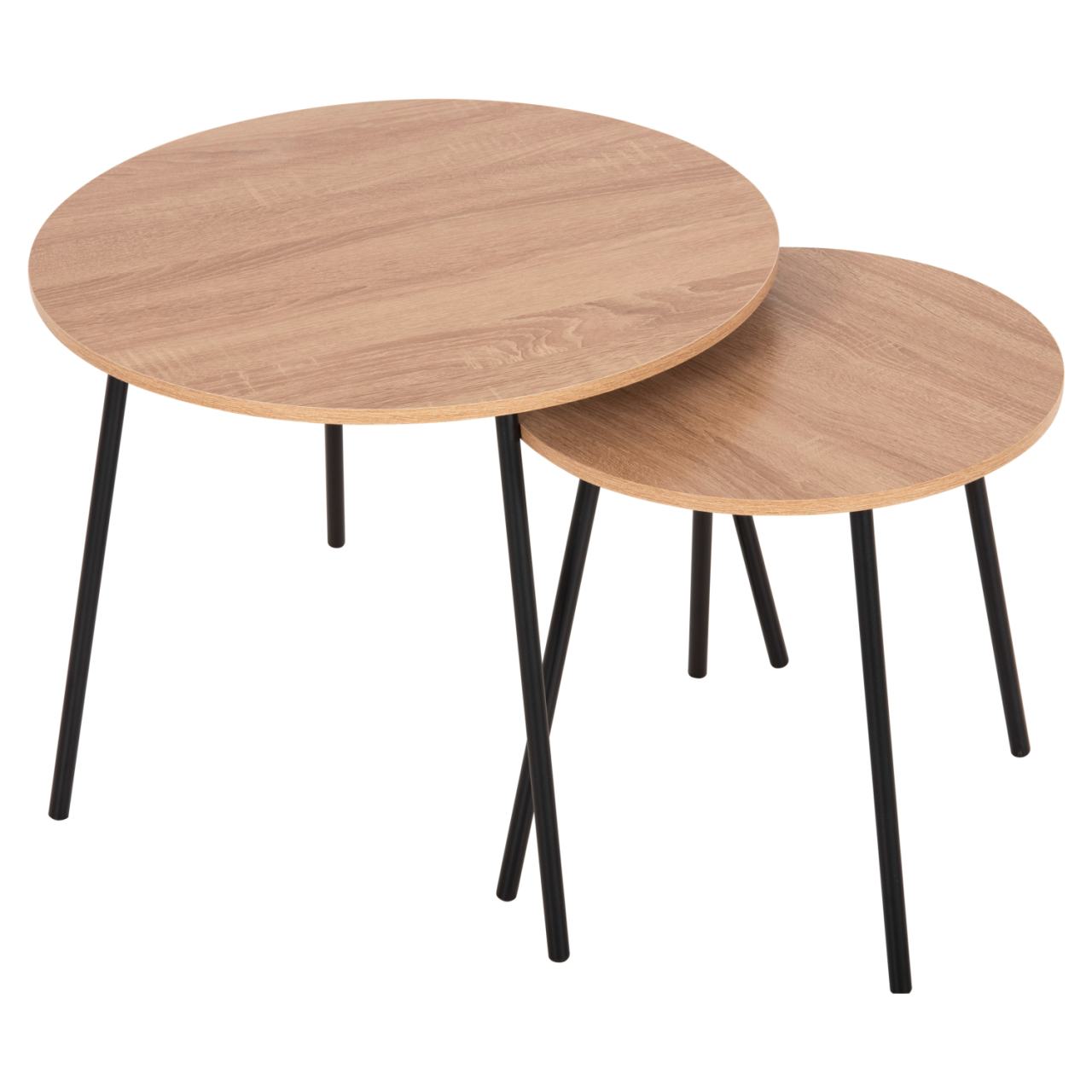 COFFEE TABLES 2PCS ROUND CUPPER HM9878.01 MELAMINE IN SONAMA-BLACK METAL Φ55x45Hcm. [3]
