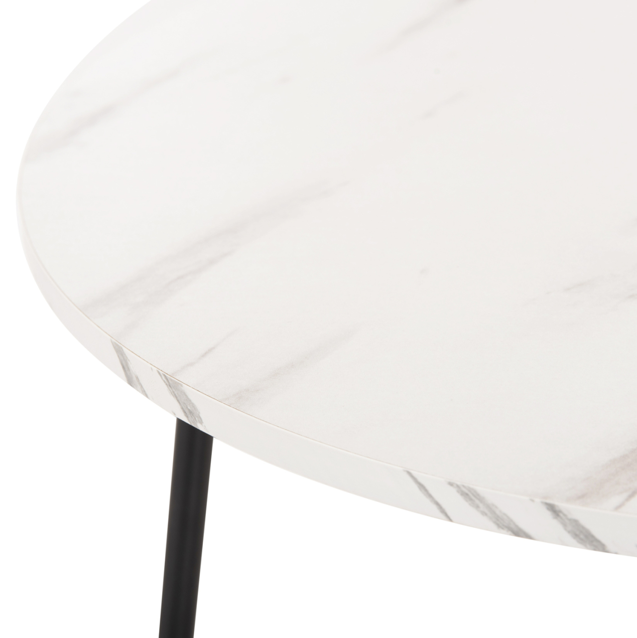 COFFEE TABLES 2PCS ROUND CUPPER HM9878.12 MELAMINE IN WHITE MARBLE-BLACK METAL Φ55x45Hcm. [6]