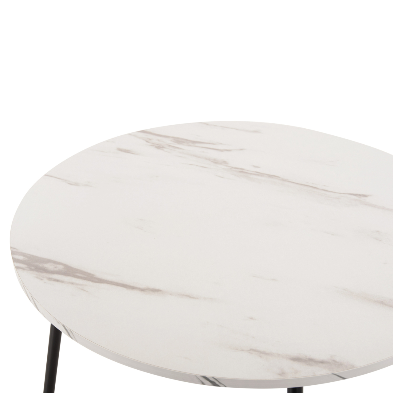 COFFEE TABLES 2PCS ROUND CUPPER HM9878.12 MELAMINE IN WHITE MARBLE-BLACK METAL Φ55x45Hcm. [5]