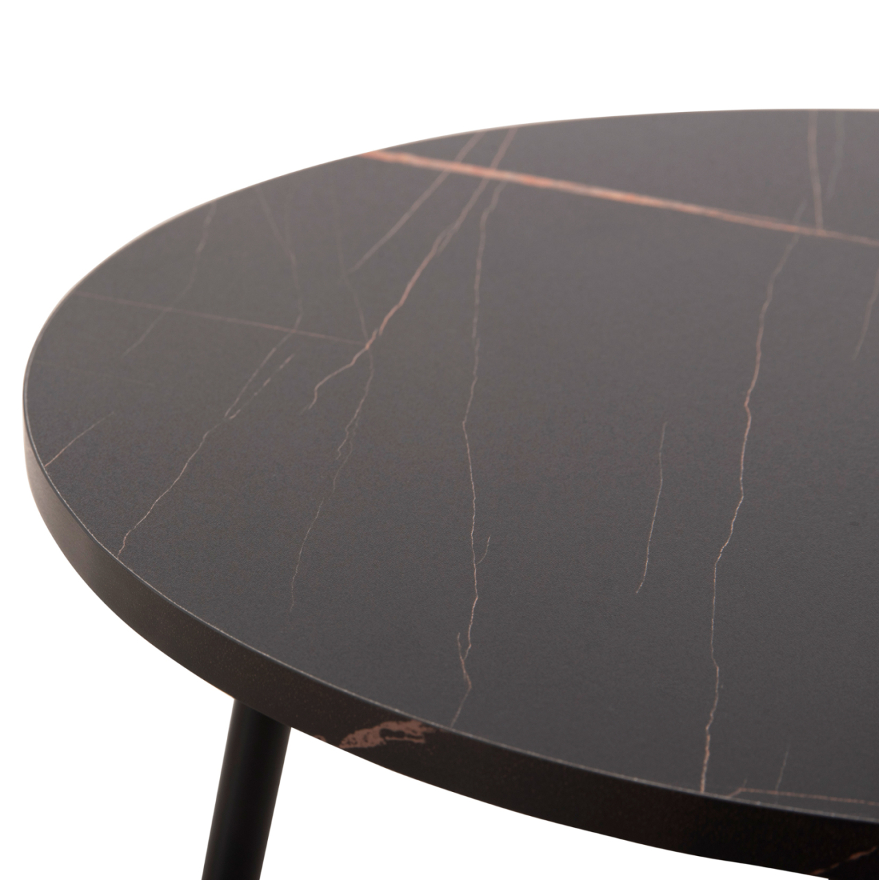 COFFEE TABLES 2PCS ROUND CUPPER HM9878.13 MELAMINE IN BLACK MARBLE-BLACK METAL Φ55x45Hcm. [5]