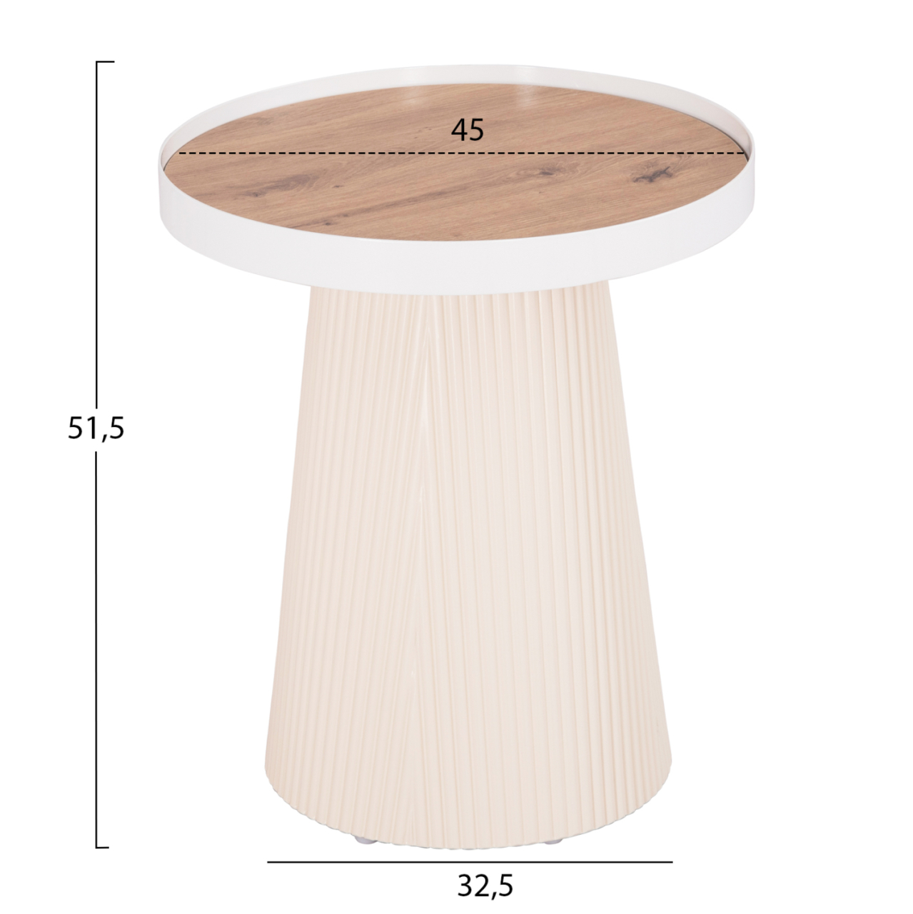 COFFEE TABLES 2PCS SET DUNCAN HM21082 MDF IN CREAM WHITE AND CERAMIC TOP Φ80cm and Φ45cm [3]