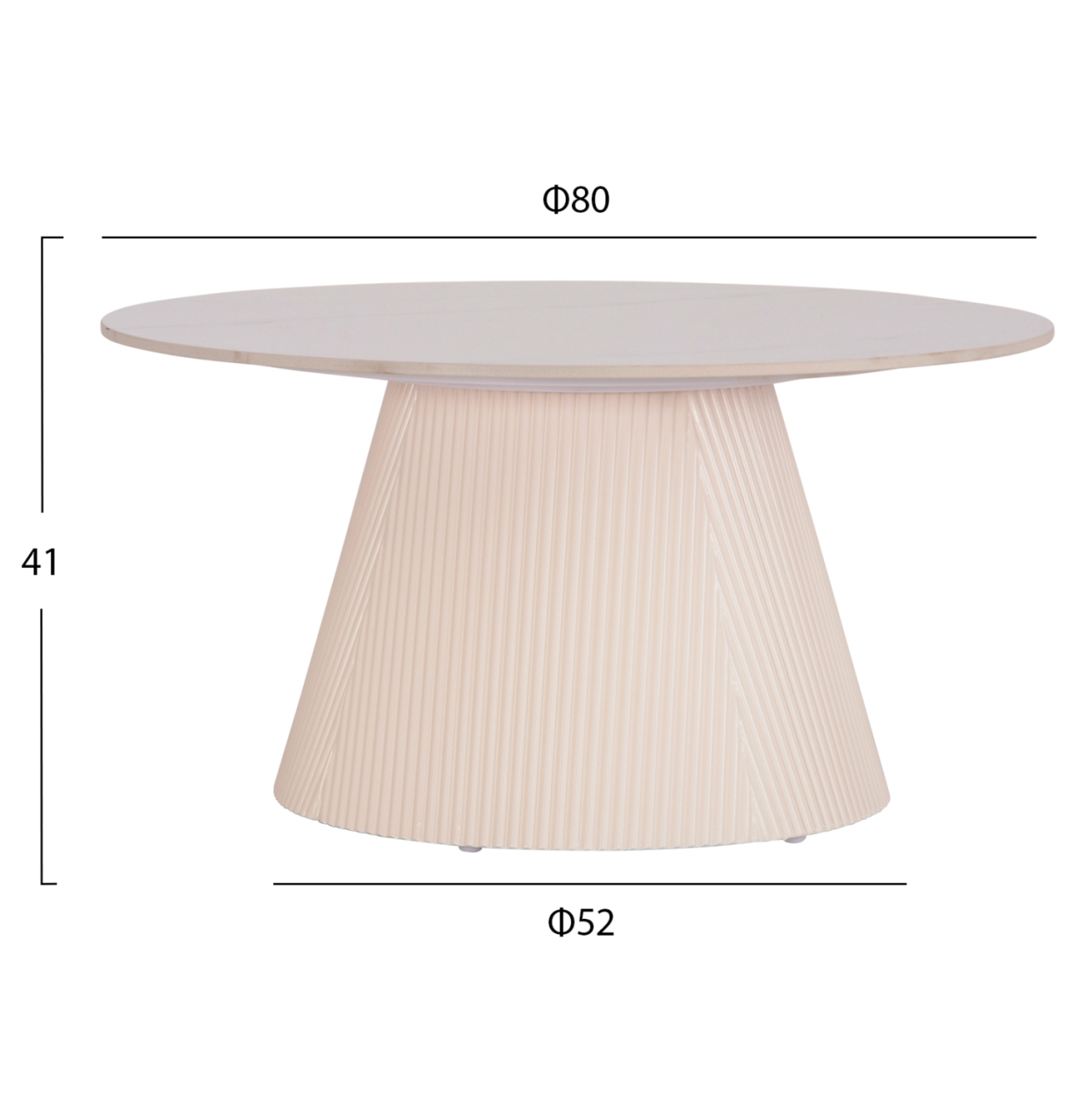COFFEE TABLES 2PCS SET DUNCAN HM21082 MDF IN CREAM WHITE AND CERAMIC TOP Φ80cm and Φ45cm [2]