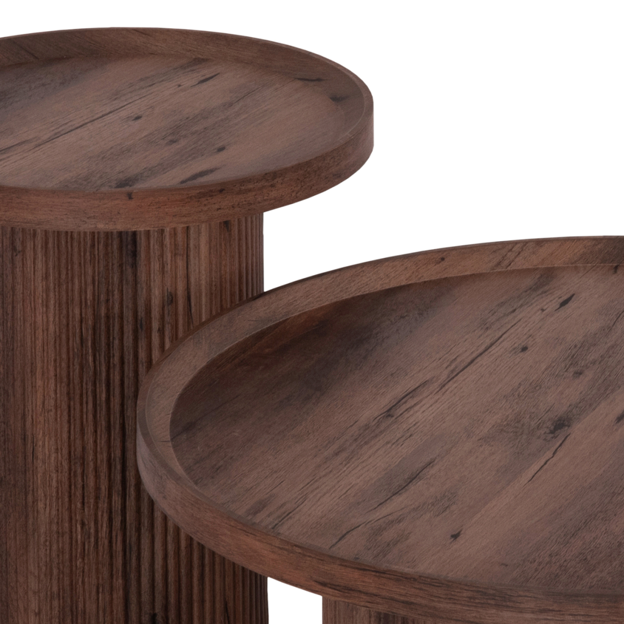 COFFEE TABLES 2PCS SET MARGON HM21084 MDF IN DARK BROWN COLOR Φ80cm and Φ45cm [4]