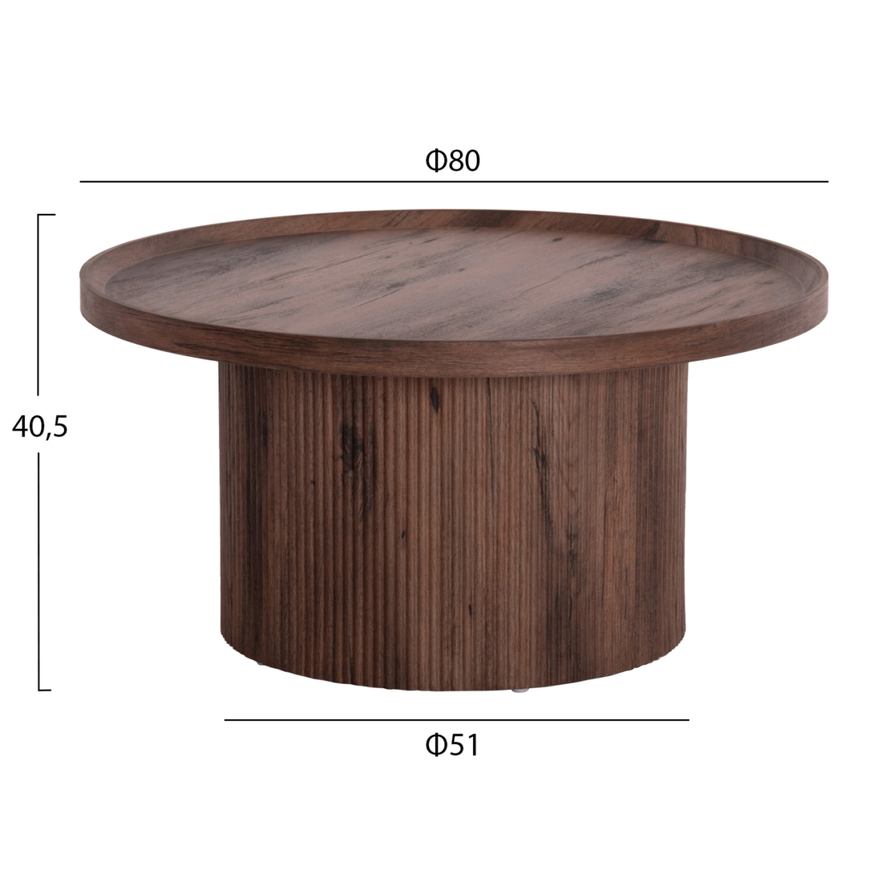 COFFEE TABLES 2PCS SET MARGON HM21084 MDF IN DARK BROWN COLOR Φ80cm and Φ45cm [2]