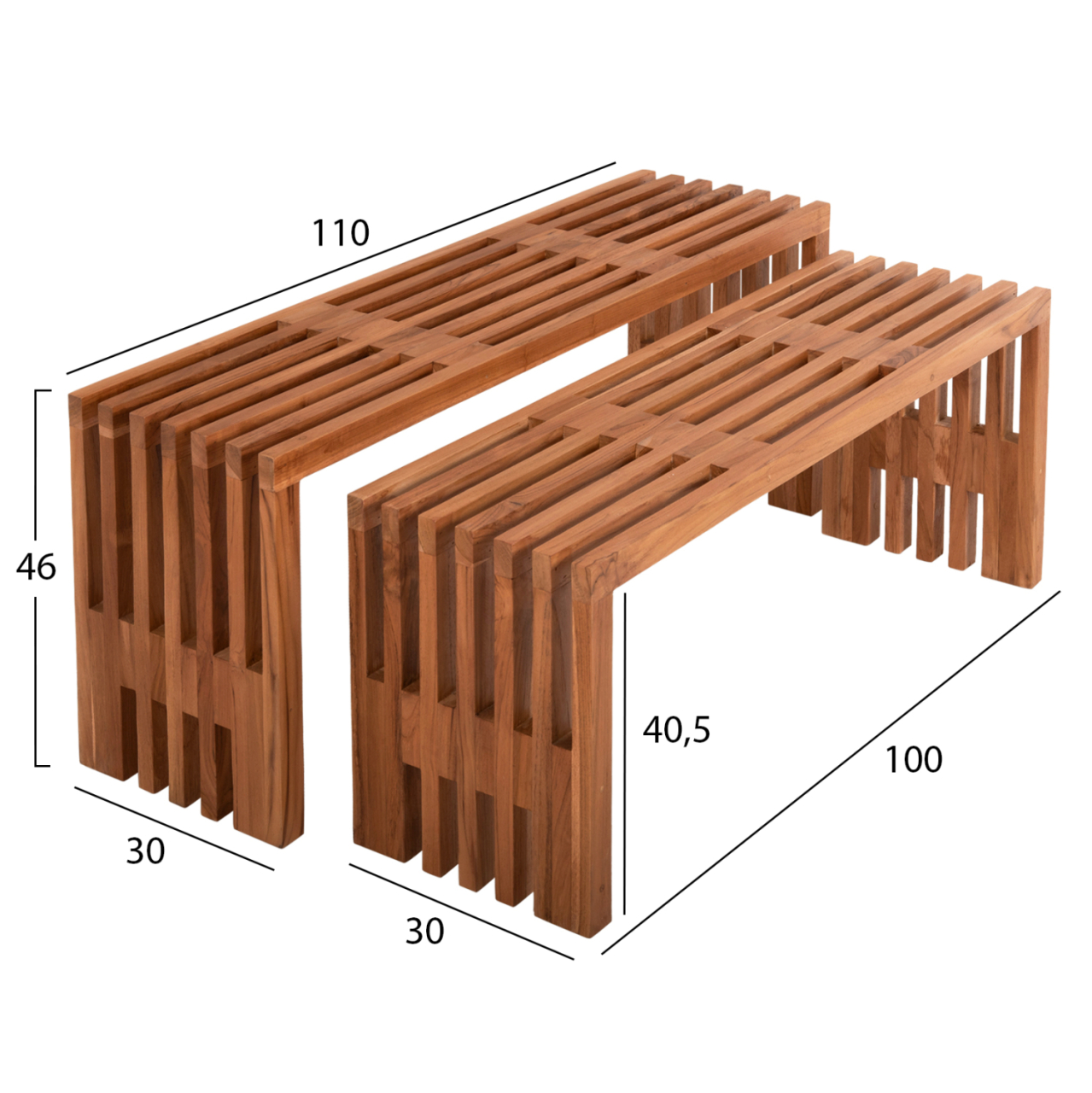 COFFEE TABLES 2PCS SET NYA HM9828 SOLID TEAK WOOD IN NATURAL 110x30x46Hcm. [2]