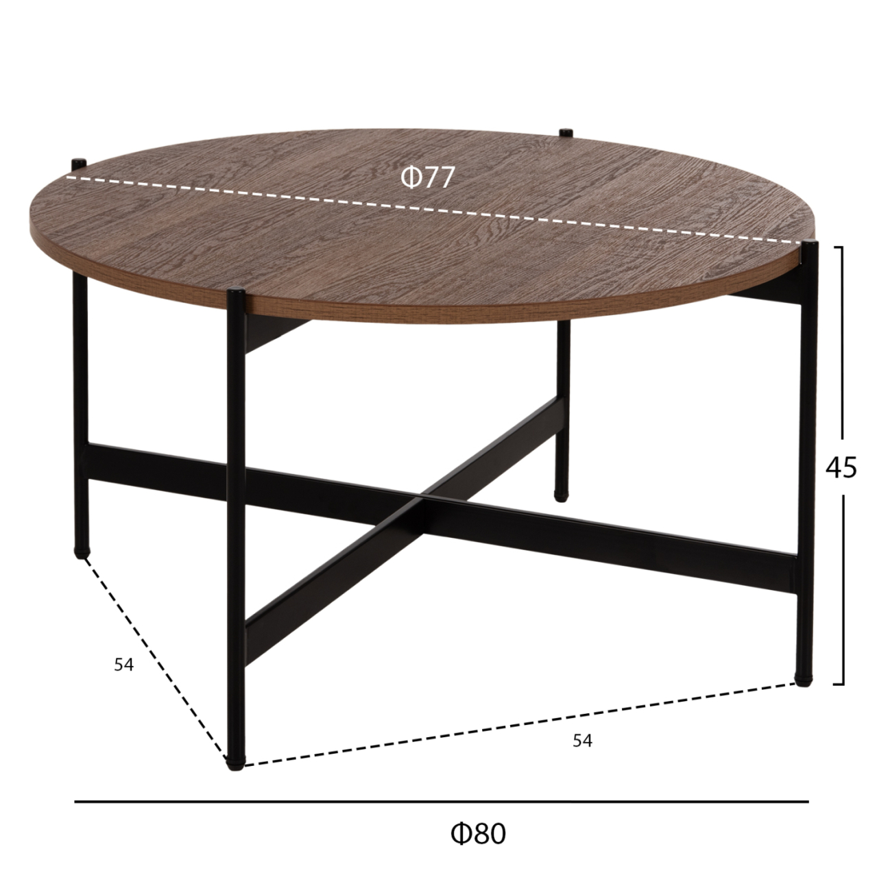 COFFEE TABLES 2PCS SET RONDA HM21089.03 MDF IN WALNUT COLOR Φ80cm and Φ50cm [2]