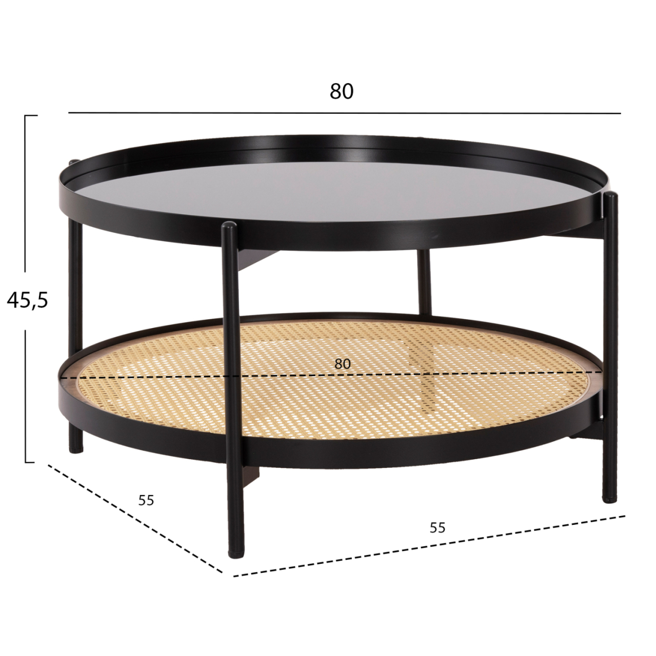 COFFEE TABLES 2PCS SET SEITZ HM21086 METAL-SYNTHETIC RATTAN Φ80cm and Φ50cm [2]