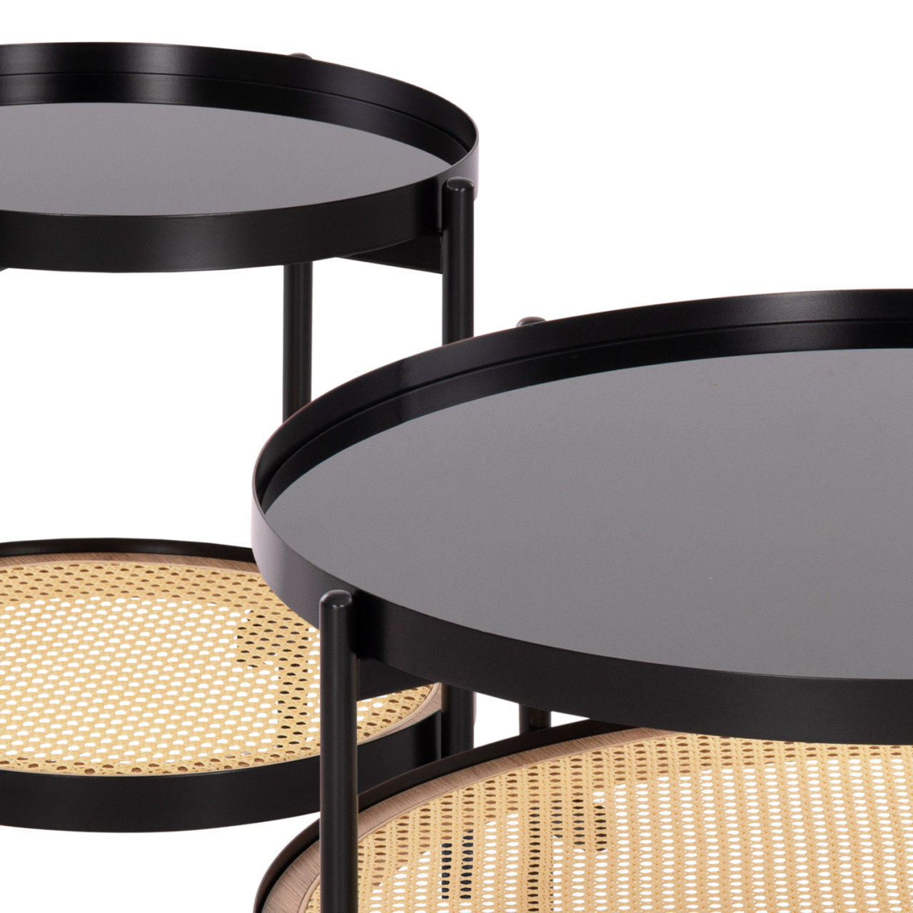 COFFEE TABLES 2PCS SET SEITZ HM21086 METAL-SYNTHETIC RATTAN Φ80cm and Φ50cm [4]