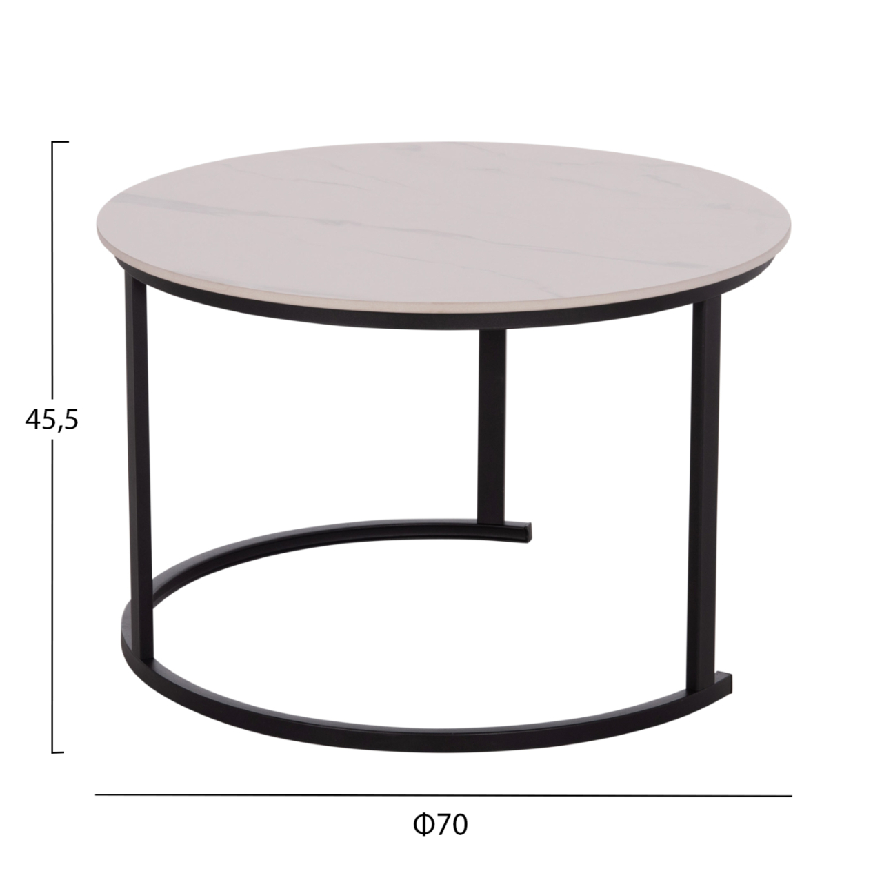 COFFEE TABLES 2PCS SET TALOS HM18140.01 WHITE MARBLE LOOK CERAMIC TOP Φ70x45.5Hcm. [2]