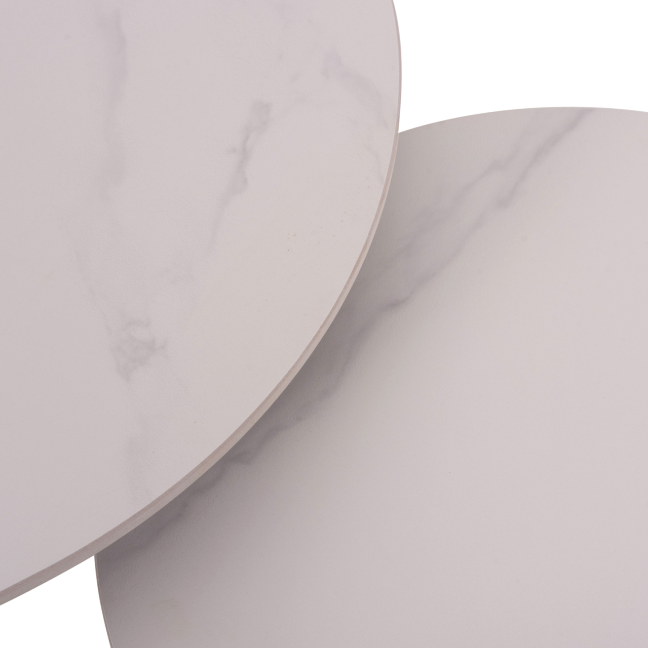 COFFEE TABLES 2PCS SET TALOS HM18140.01 WHITE MARBLE LOOK CERAMIC TOP Φ70x45.5Hcm. [6]