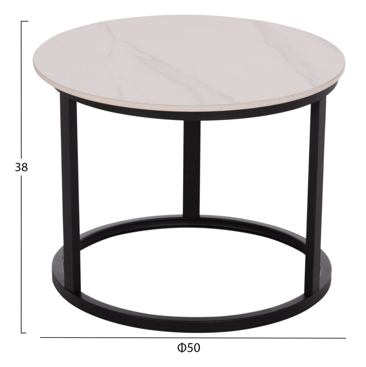 COFFEE TABLES 2PCS SET TALOS HM18140.01 WHITE MARBLE LOOK CERAMIC TOP Φ70x45.5Hcm. [3]