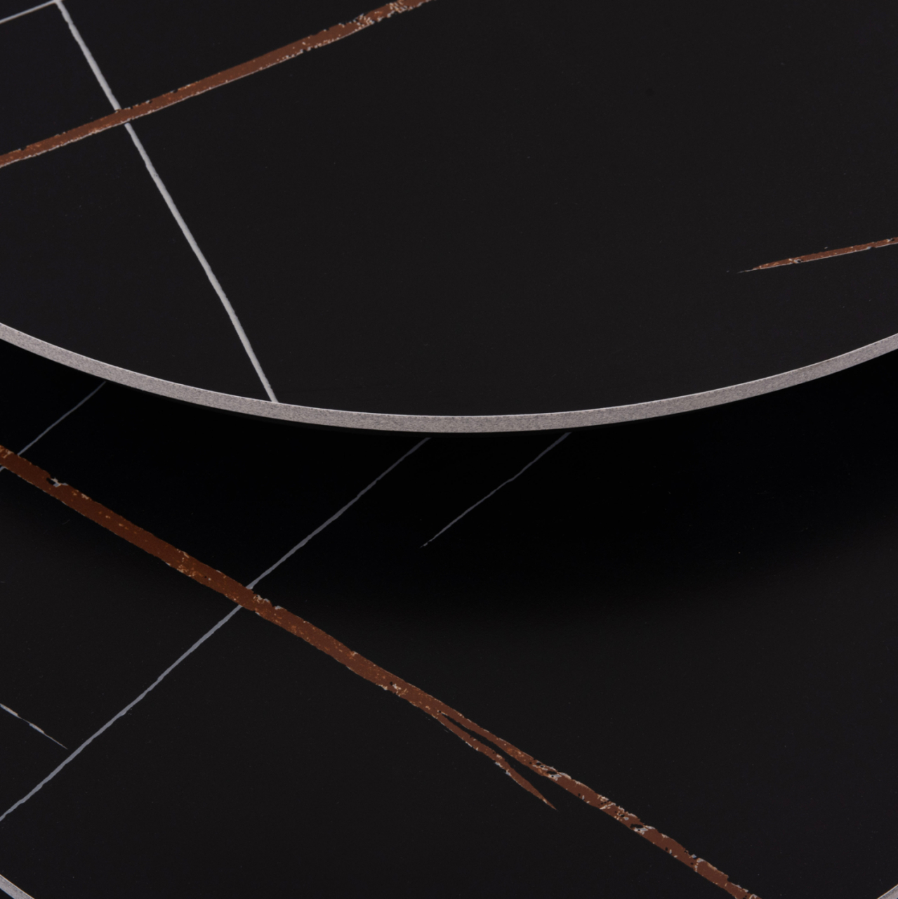 COFFEE TABLES 2PCS SET TALOS HM18140.02 BLACK MARBLE LOOK CERAMIC TOP Φ70x45.5Hcm. [10]