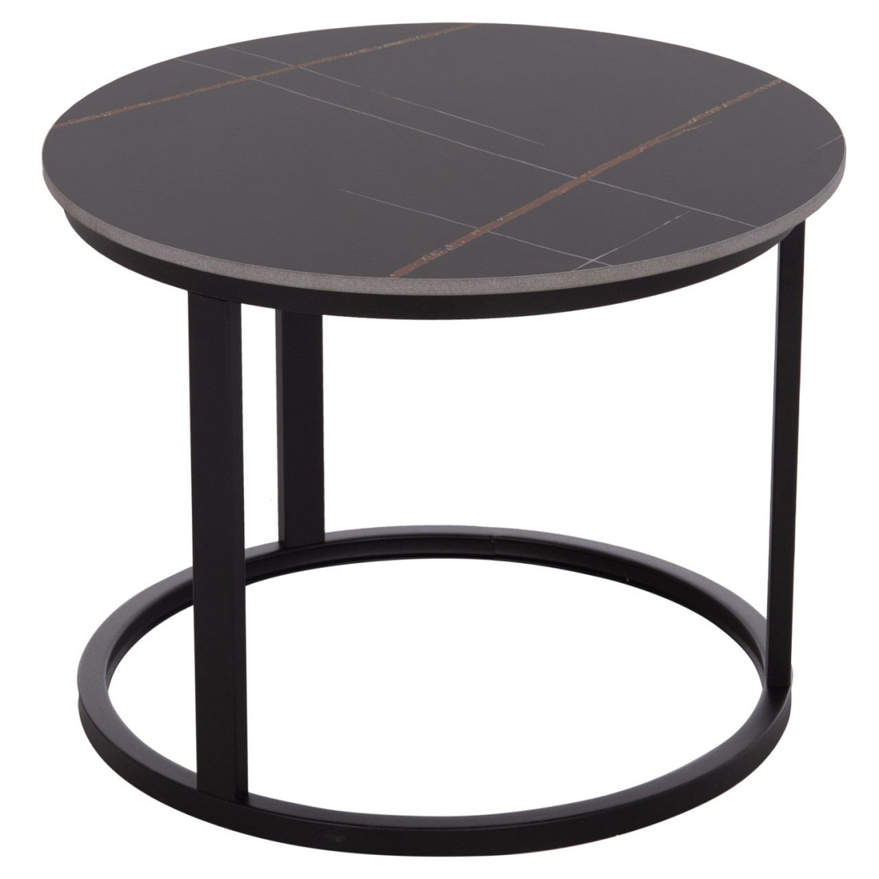 COFFEE TABLES 2PCS SET TALOS HM18140.02 BLACK MARBLE LOOK CERAMIC TOP Φ70x45.5Hcm. [8]