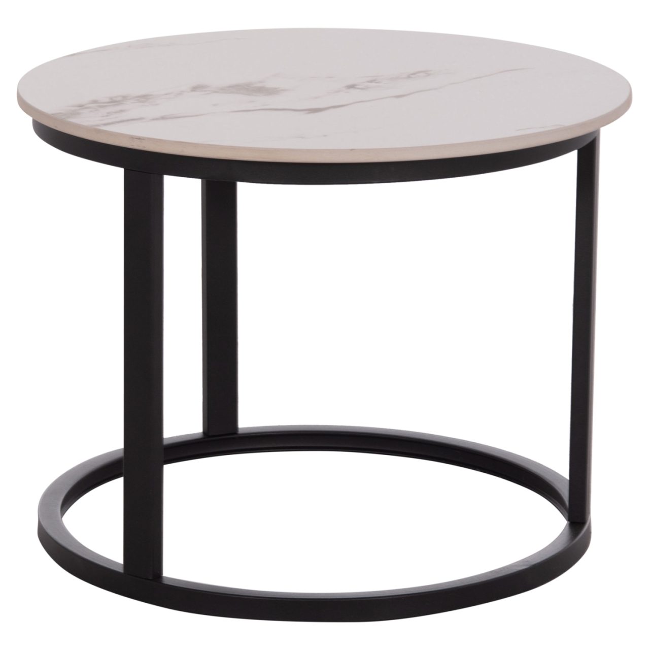 COFFEE TABLES 2PCS SET TALOS HM18140.03 WHITE MARBLE WITH BROWN "WATERS" LOOK CERAMIC TOP Φ70x45.5Hcm. [7]