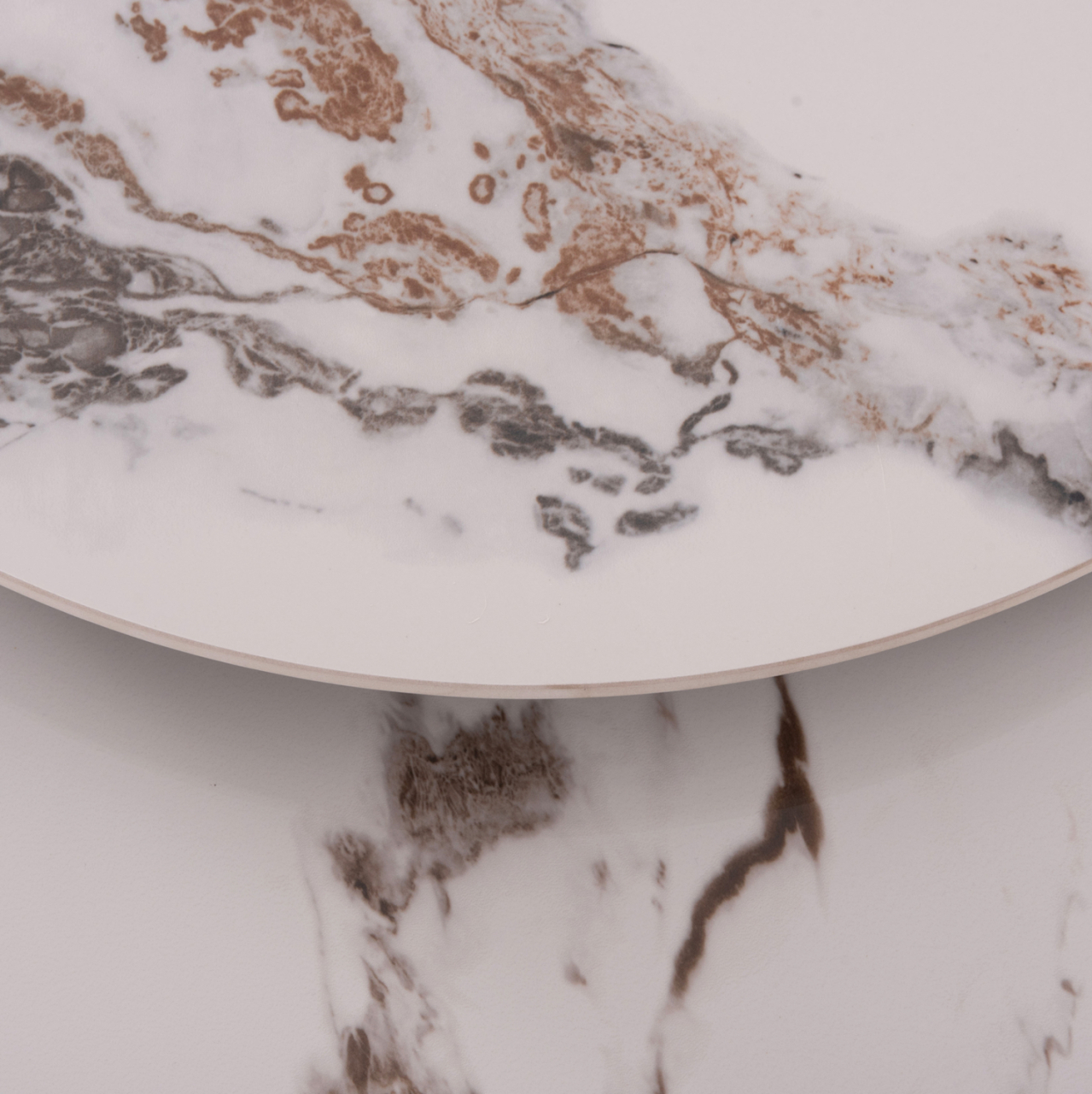 COFFEE TABLES 2PCS SET TALOS HM18140.03 WHITE MARBLE WITH BROWN "WATERS" LOOK CERAMIC TOP Φ70x45.5Hcm. [8]
