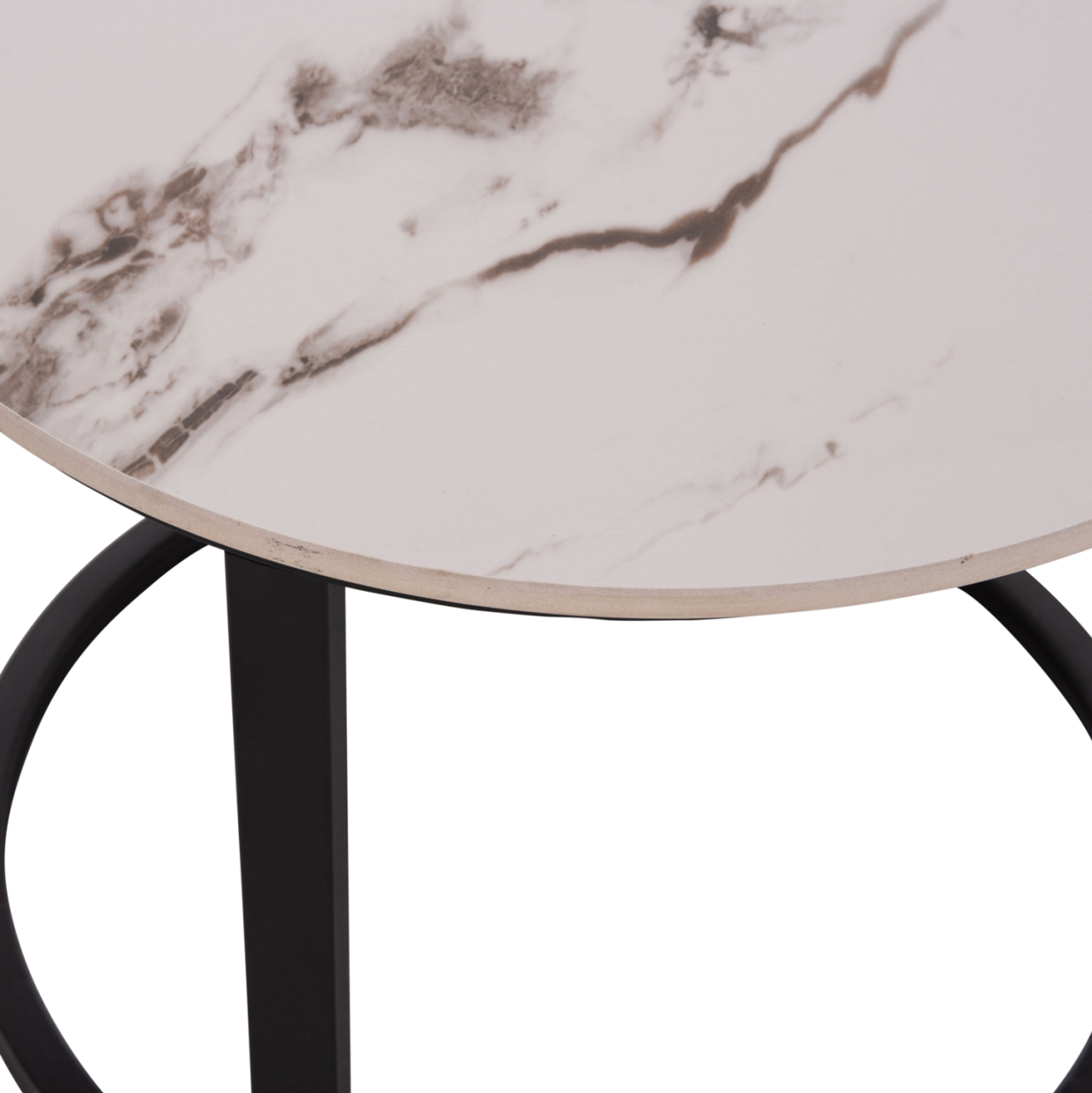 COFFEE TABLES 2PCS SET TALOS HM18140.03 WHITE MARBLE WITH BROWN "WATERS" LOOK CERAMIC TOP Φ70x45.5Hcm. [10]