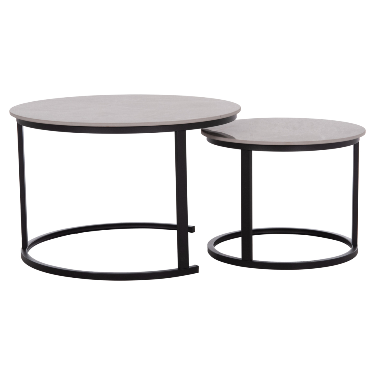 COFFEE TABLES 2PCS SET TALOS HM18140.04 GREY MARBLE LOOK CERAMIC TOP Φ70x45.5Hcm. [4]