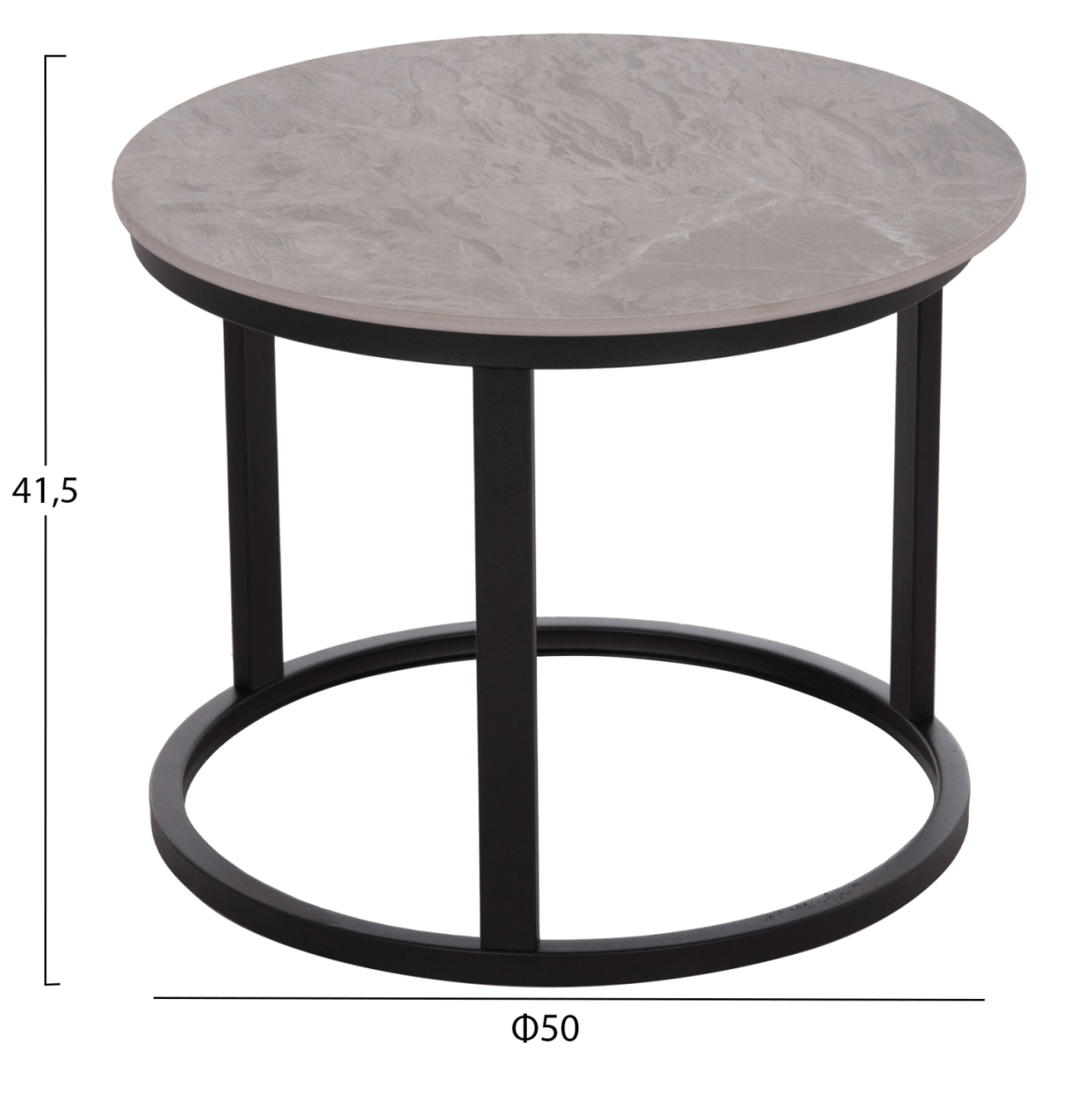 COFFEE TABLES 2PCS SET TALOS HM18140.04 GREY MARBLE LOOK CERAMIC TOP Φ70x45.5Hcm. [3]