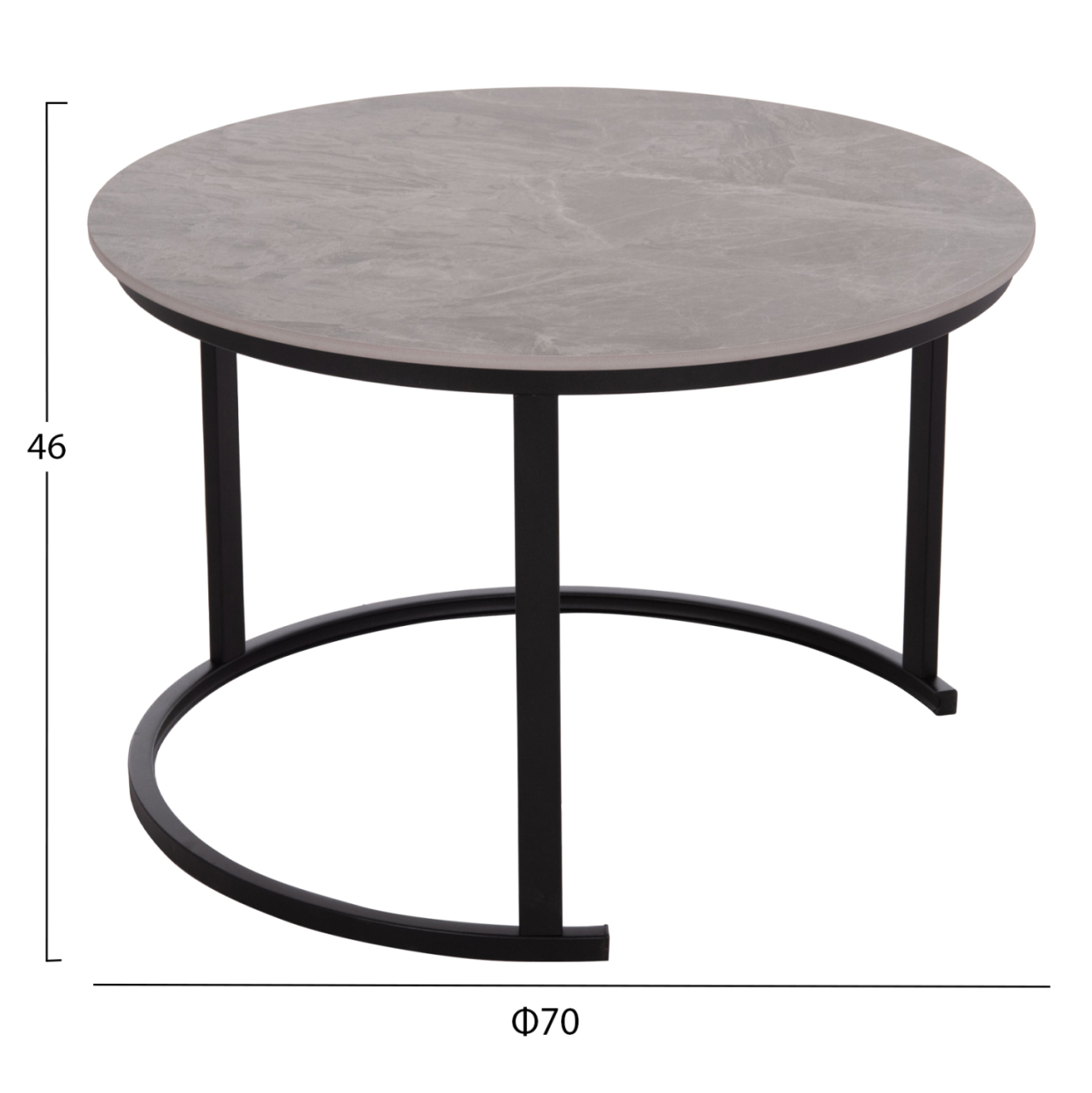 COFFEE TABLES 2PCS SET TALOS HM18140.04 GREY MARBLE LOOK CERAMIC TOP Φ70x45.5Hcm. [2]