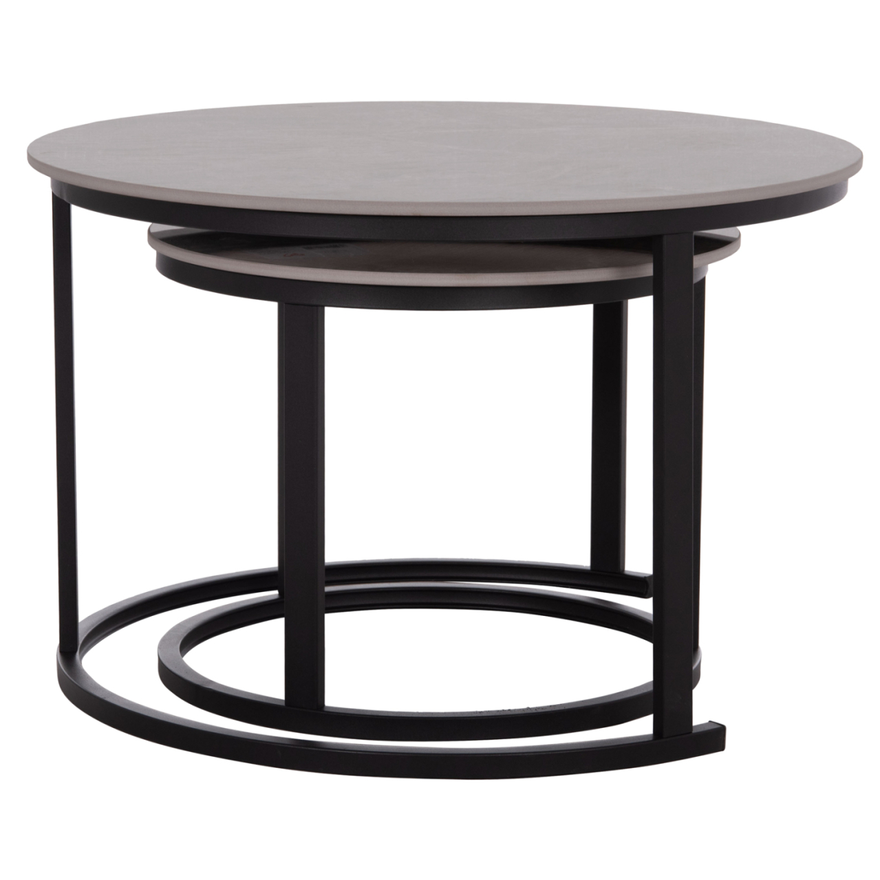COFFEE TABLES 2PCS SET TALOS HM18140.04 GREY MARBLE LOOK CERAMIC TOP Φ70x45.5Hcm. [6]