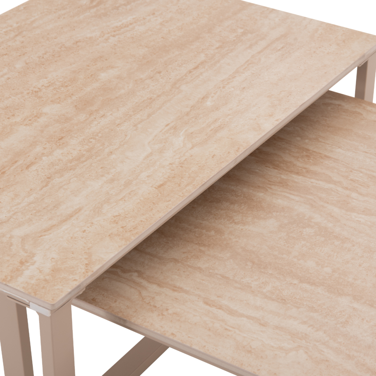 COFFEE TABLES 2PCS TERREN HM18365.02 METAL BEIGE--SINTERED STONE IN TRAVERTINE STONE SCHEME 120x70x45H [5]