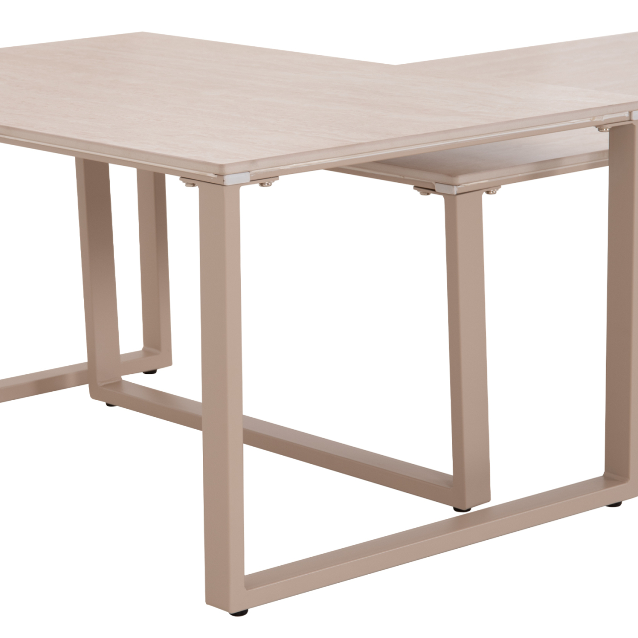 COFFEE TABLES 2PCS TERREN HM18365.02 METAL BEIGE--SINTERED STONE IN TRAVERTINE STONE SCHEME 120x70x45H [9]