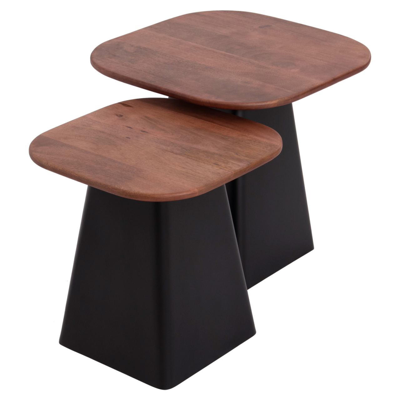 COFFEE TABLES 2PCS VAIOLA HM9998 MANGO WOOD TOP-METAL BLACK BASES 40x40 and 50x50 cm. [3]