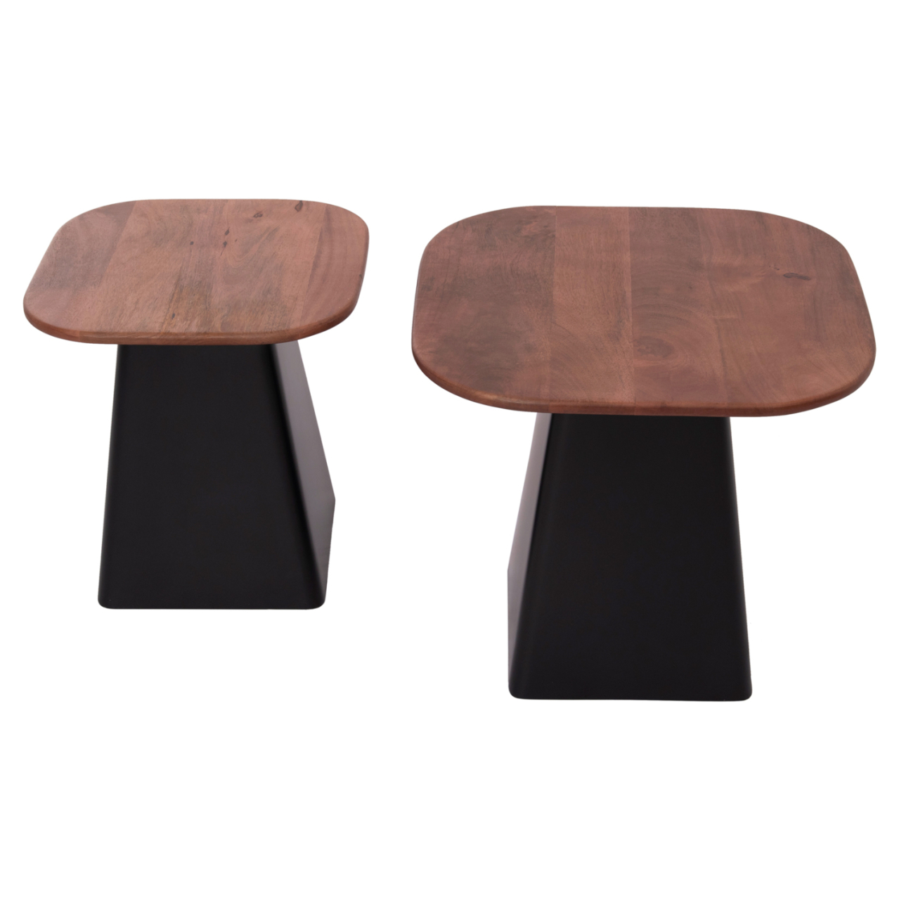 COFFEE TABLES 2PCS VAIOLA HM9998 MANGO WOOD TOP-METAL BLACK BASES 40x40 and 50x50 cm. [4]
