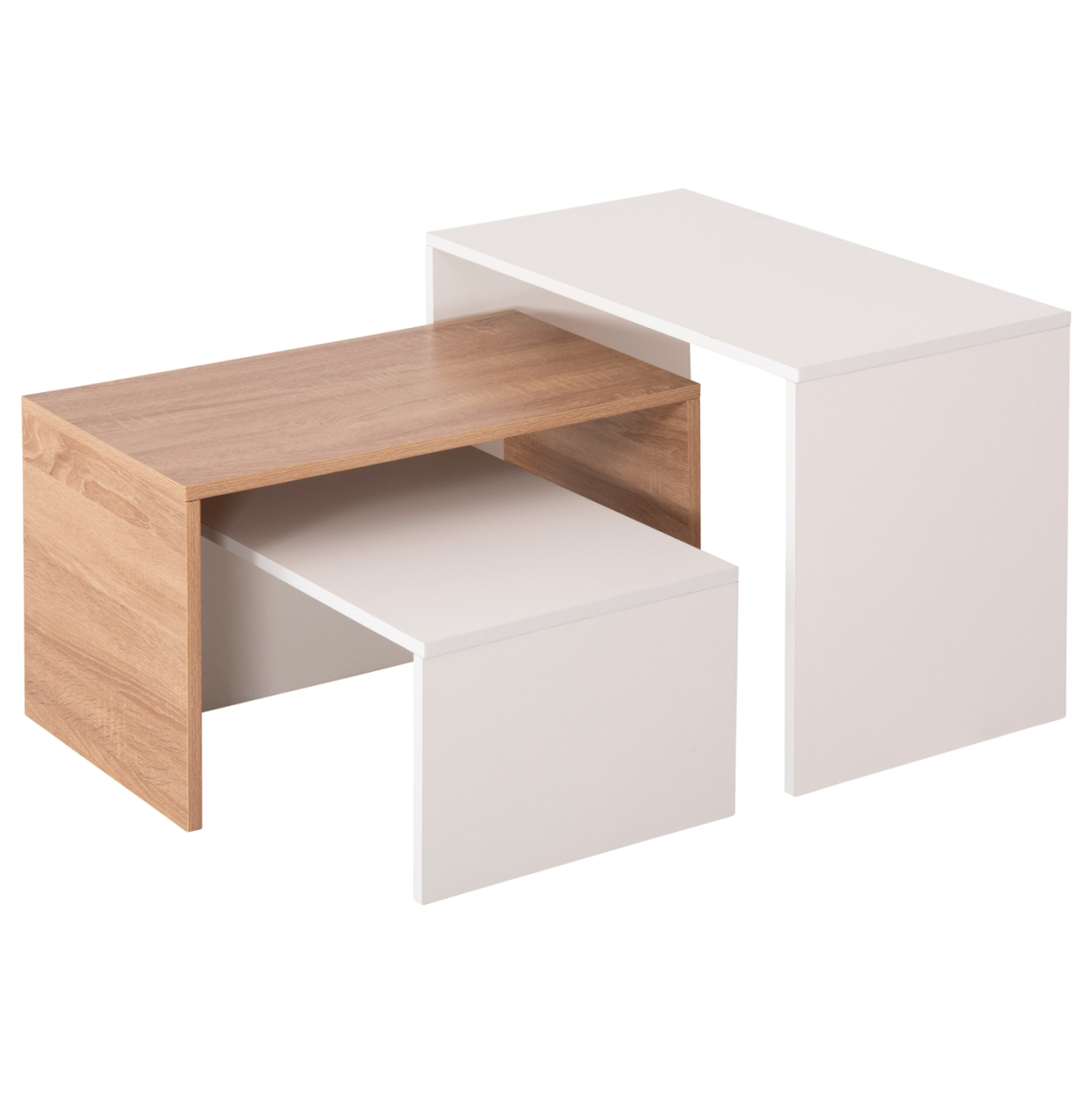 COFFEE TABLES 3PCS SET BENTIL HM9444.11 MELAMINE IN SONAMA-WHITE 65x35x45Hcm. [3]