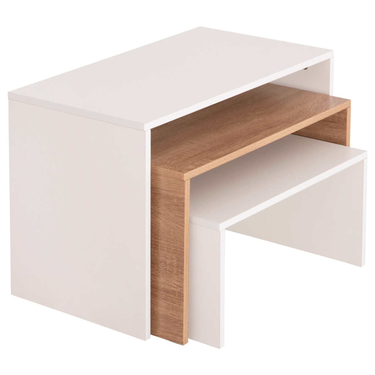 COFFEE TABLES 3PCS SET BENTIL HM9444.11 MELAMINE IN SONAMA-WHITE 65x35x45Hcm. [5]