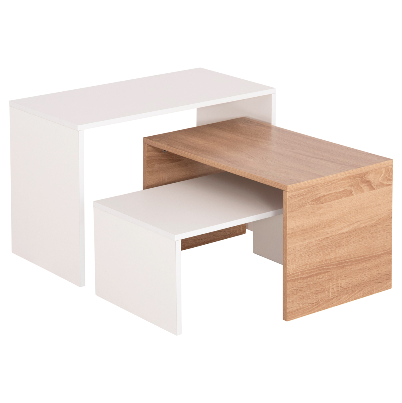 COFFEE TABLES 3PCS SET BENTIL HM9444.11 MELAMINE IN SONAMA-WHITE 65x35x45Hcm. [4]