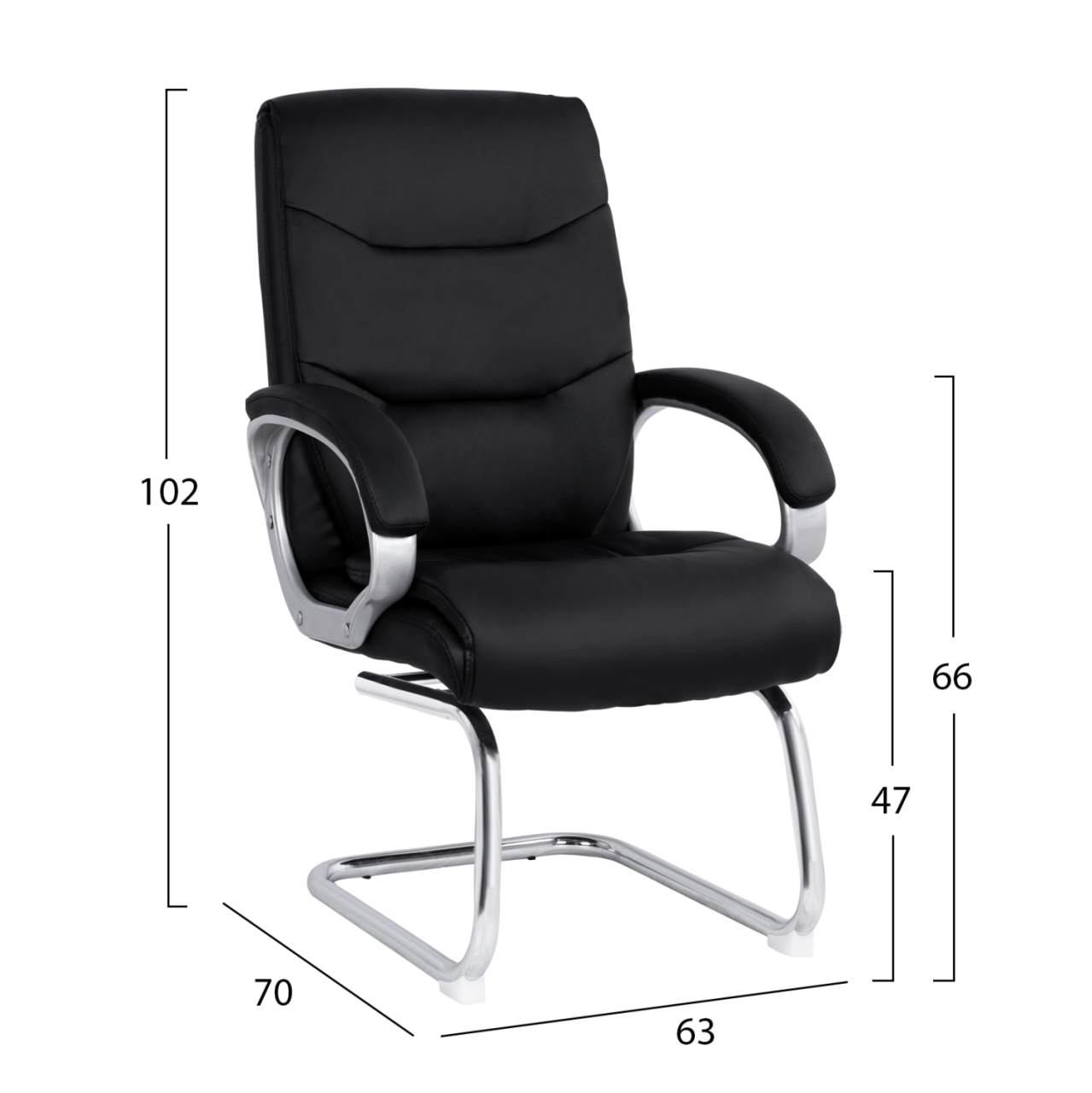 CONFERENCE ARMCHAIR SEMI-SWIVEL ZAMORA HM1088.01 BLACK PU LEATHER 63Χ70Χ102Hcm. [2]