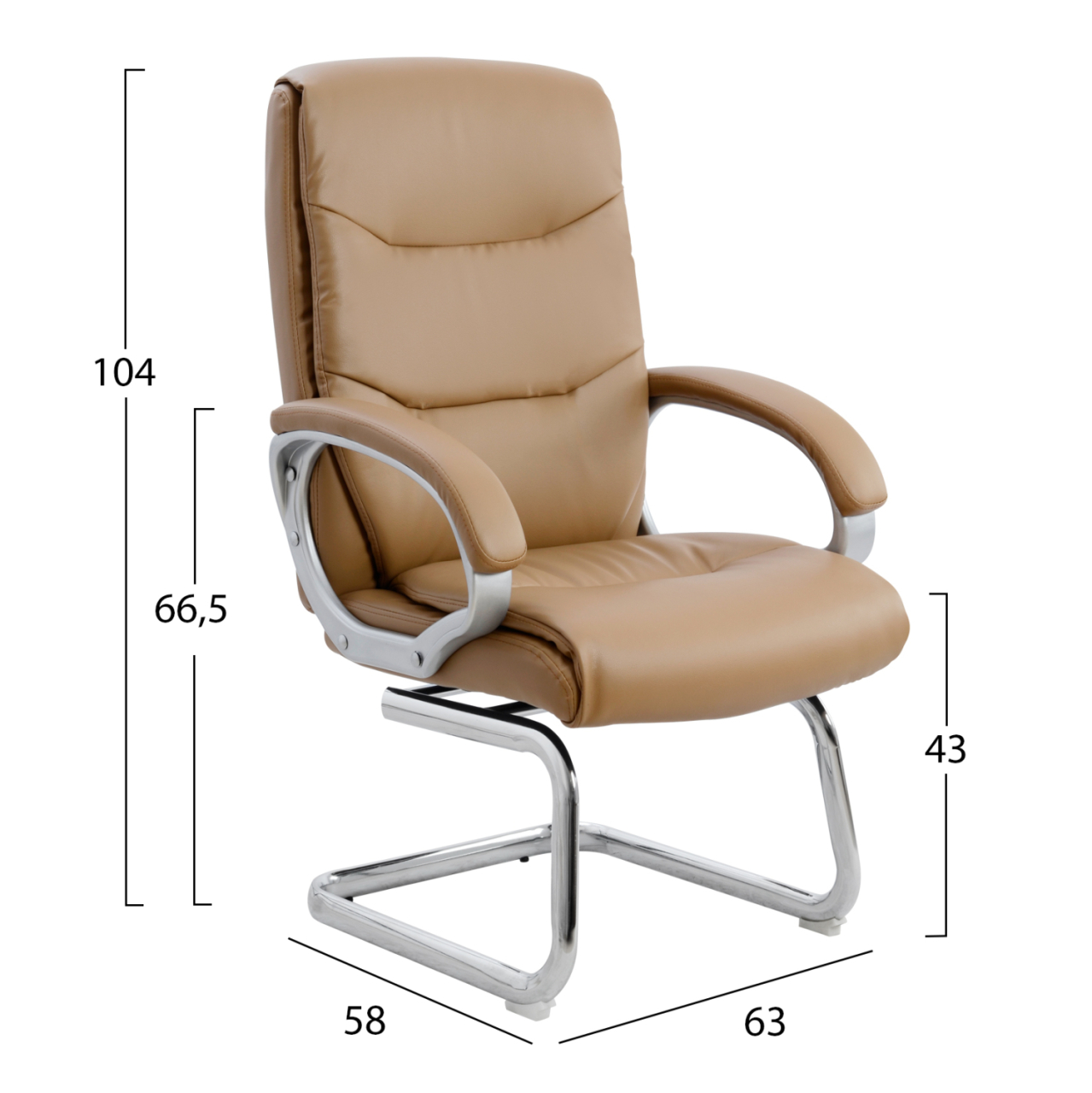 CONFERENCE ARMCHAIR SEMI-SWIVEL ZAMORA HM1088.09 CAMEL COLOR PU LEATHER 63x58x104Hcm. [2]