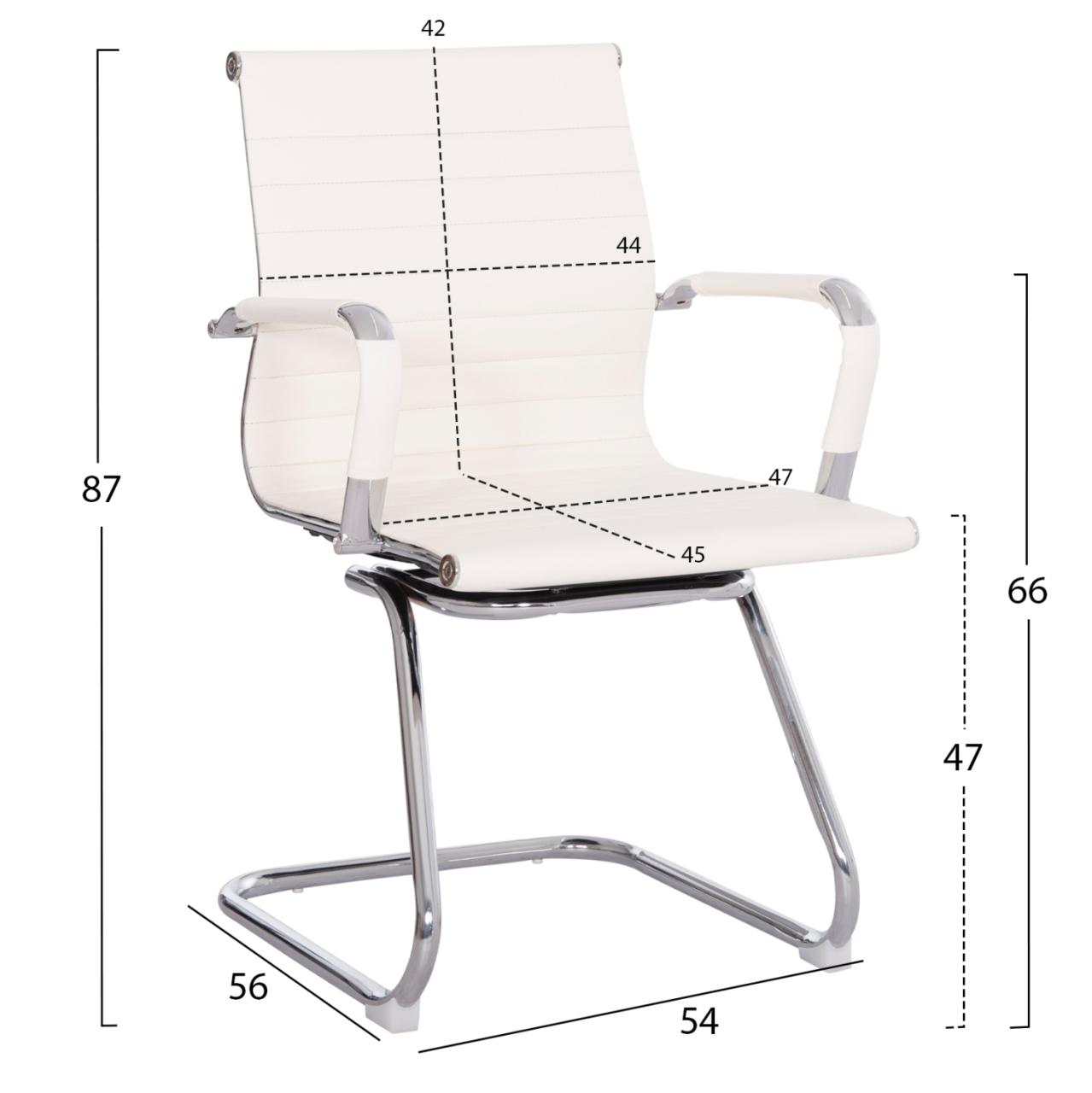 CONFERENCE CHAIR BOSS HM1023.32 WITH ARMS-WHITE PU-CHROMED METAL LEGS 54x56x87Hcm. [2]