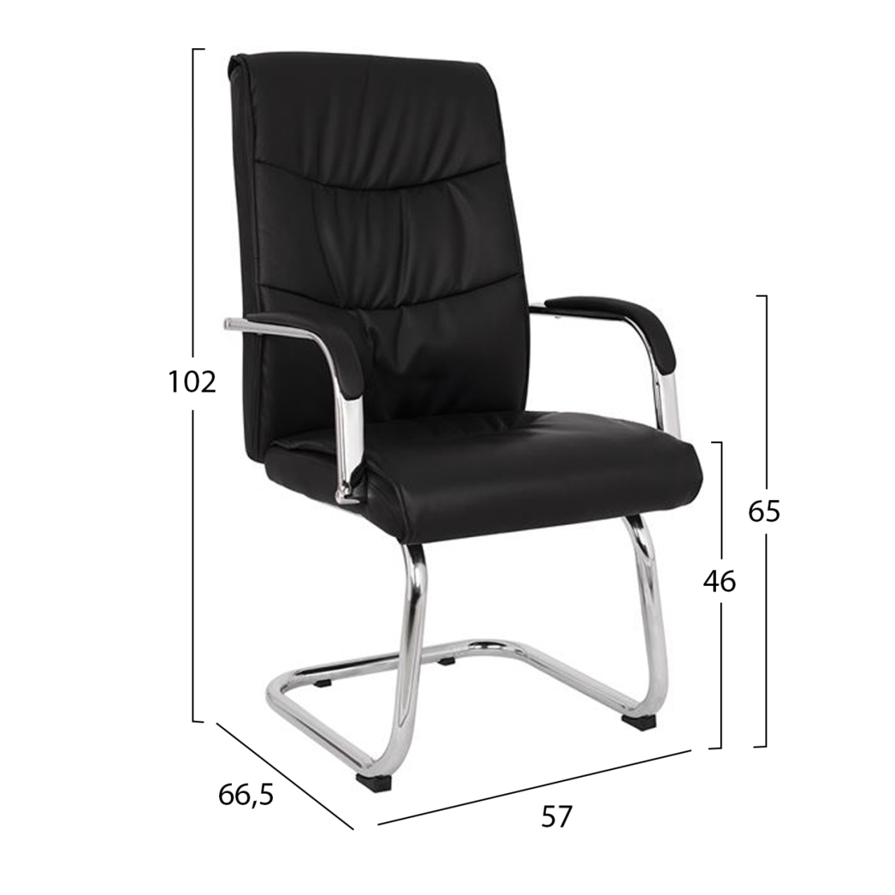Conference chair JACOB HM1045.11 Black PU with chromed base 57x66,5x102 cm [2]