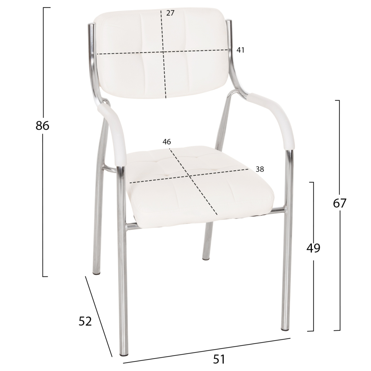 Conference office chair OBERON HM1018.02 White PU 51x52x88Hcm [2]