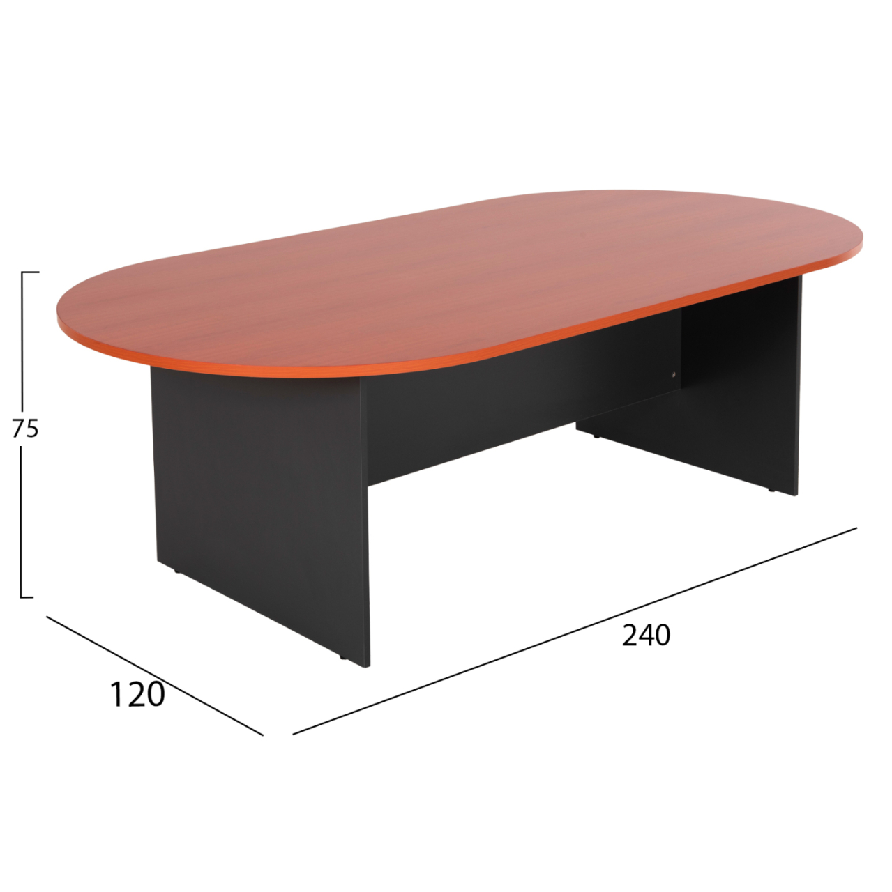 CONFERENCE OVAL DESK SIENNA HM2134.03 MELAMINE IN ANTHRACITE-TOP IN CHERRY 240x120x75Hcm. [2]