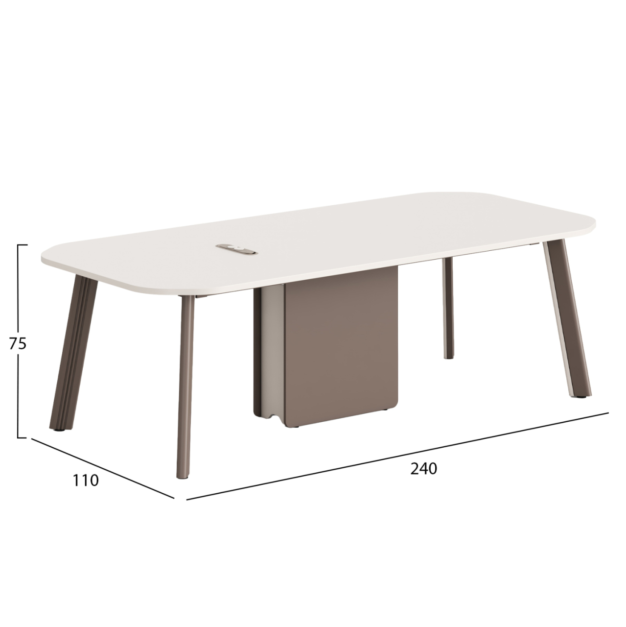 CONFERENCE TABLE NEWLINE HM18278 MELAMINE IN CREAM WHITE - ALUMINUM LEGS 240x110x75Hcm [2]