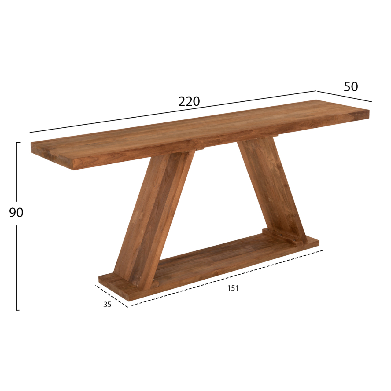 CONSOLE HM9555 MADE OF TEAK WOOD IN NATURAL COLOR 220x50x90Hcm. [2]