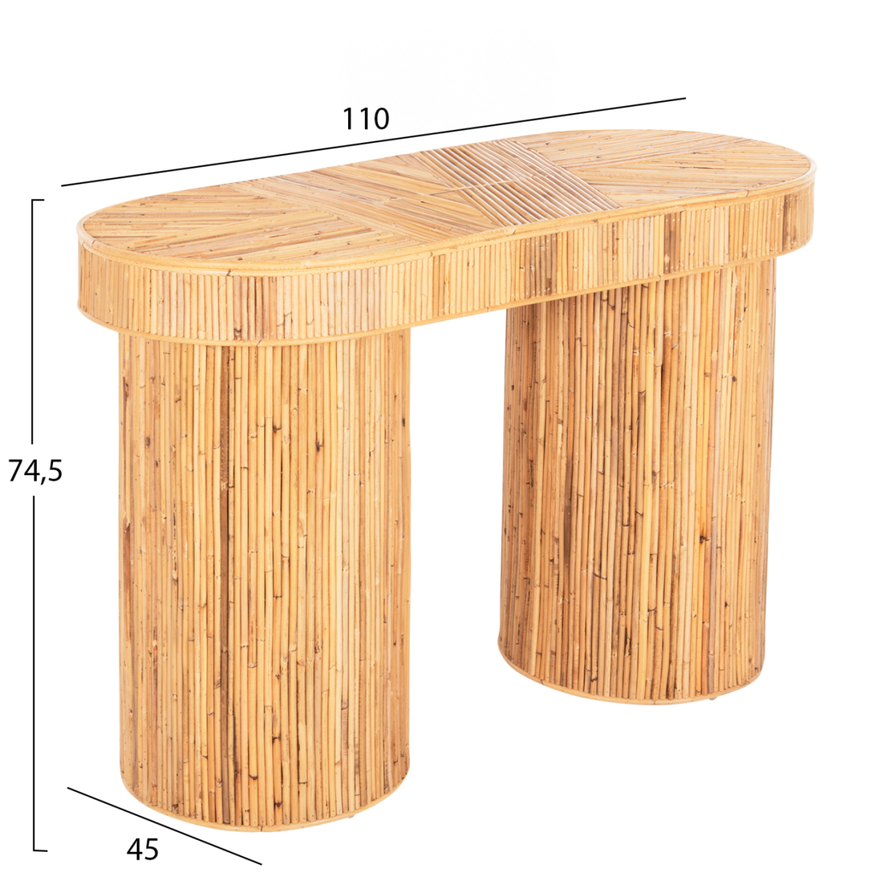 CONSOLE IN OVAL SHAPE GATSBY HM9871 NATURAL RATTAN IN NATURAL COLOR 110x45x74,5Hcm. [2]