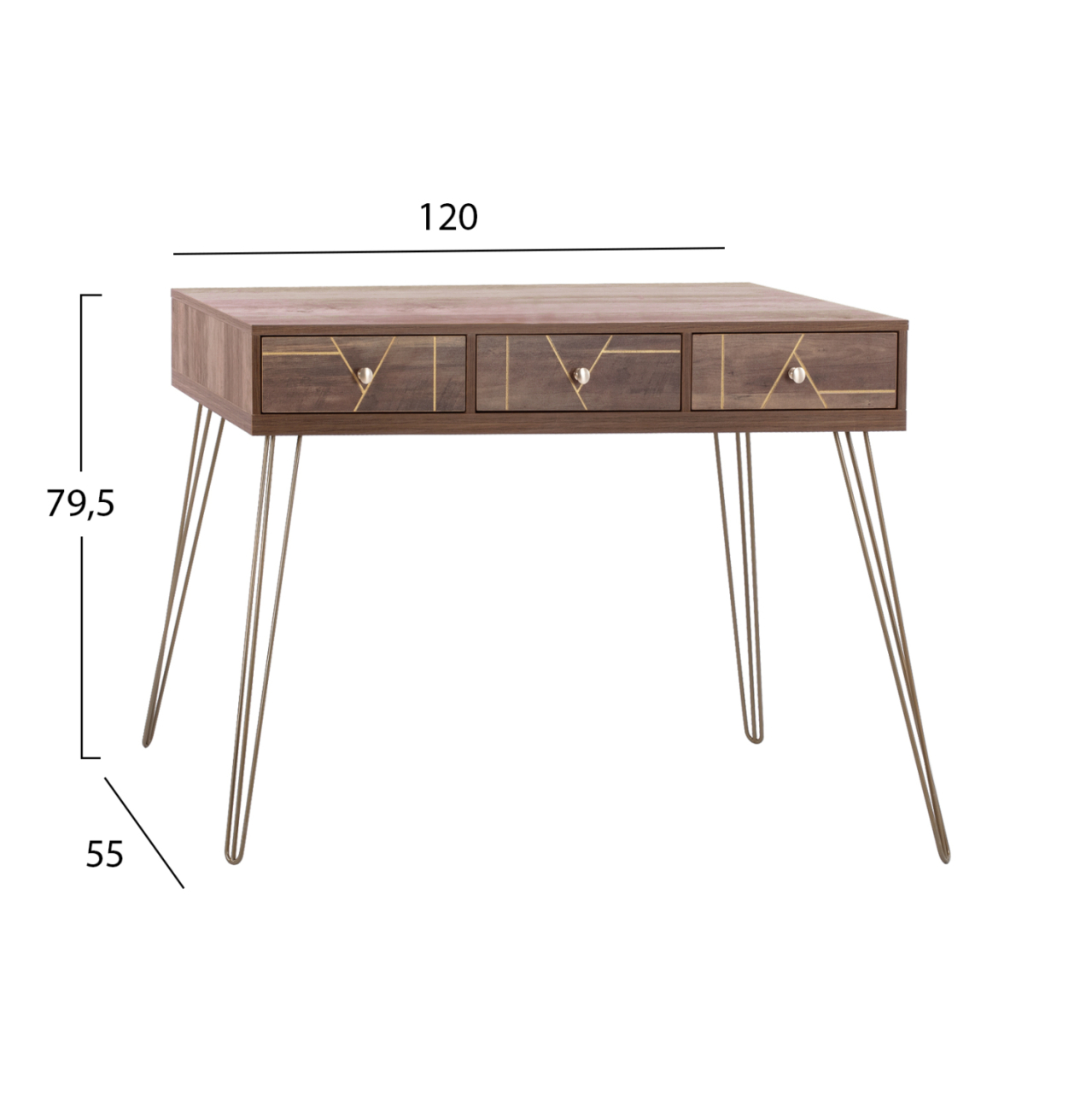 Console Kaitlyn HM8653 Walnut with Gold 120x55x79,5 cm. [2]