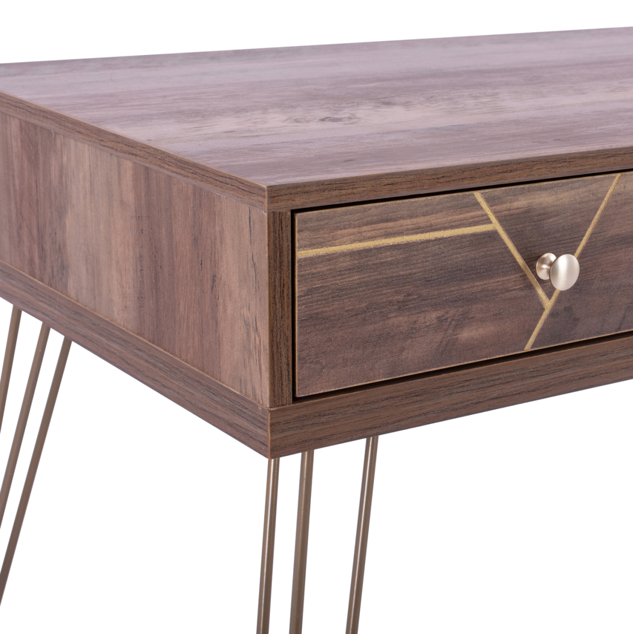 Console Kaitlyn HM8653 Walnut with Gold 120x55x79,5 cm. [4]