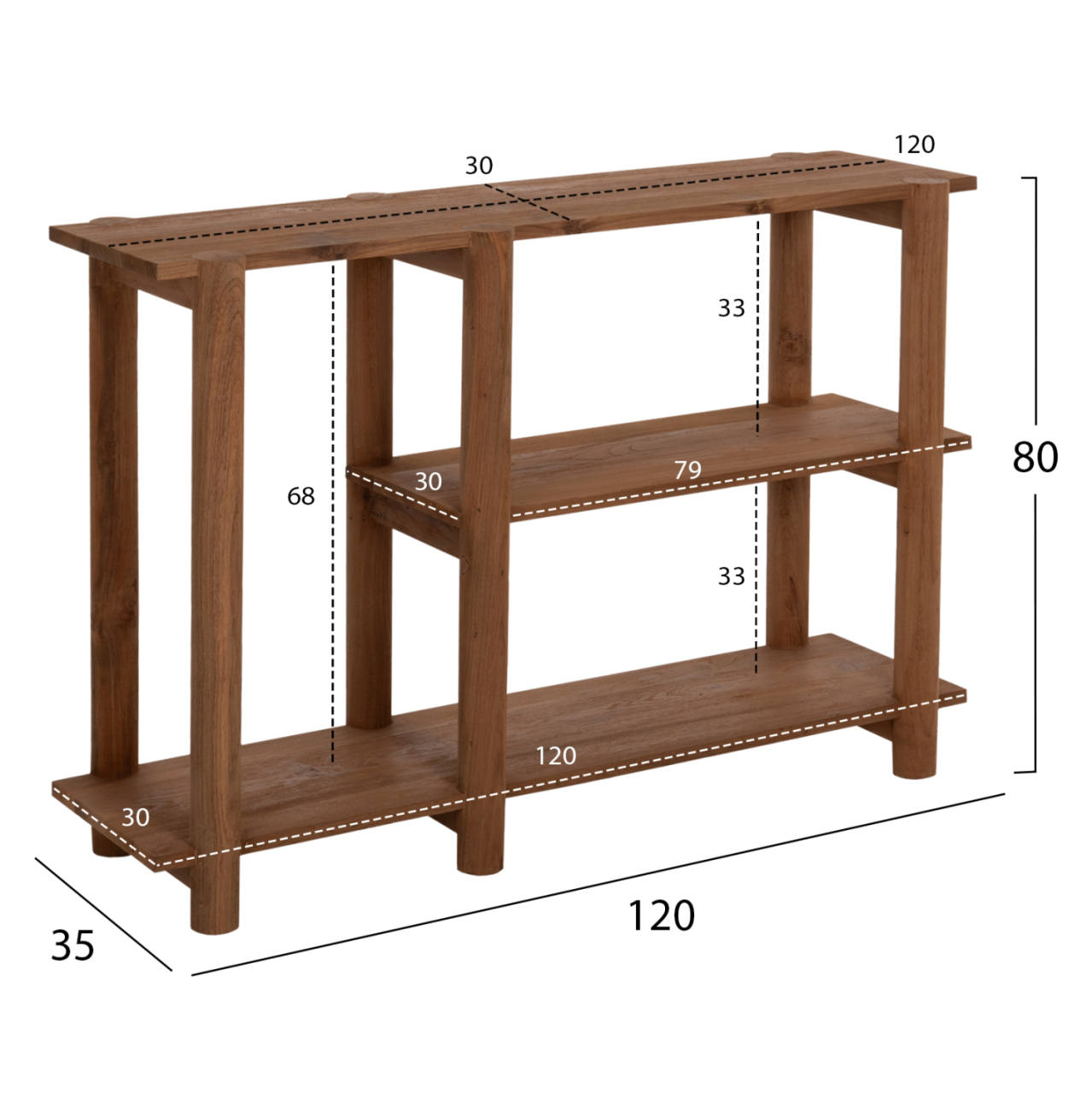 CONSOLE KUTAI HM9638 RECYCLED TEAK WOOD IN NATURAL RUSTIC COLOR 120x35x80Hcm. [2]