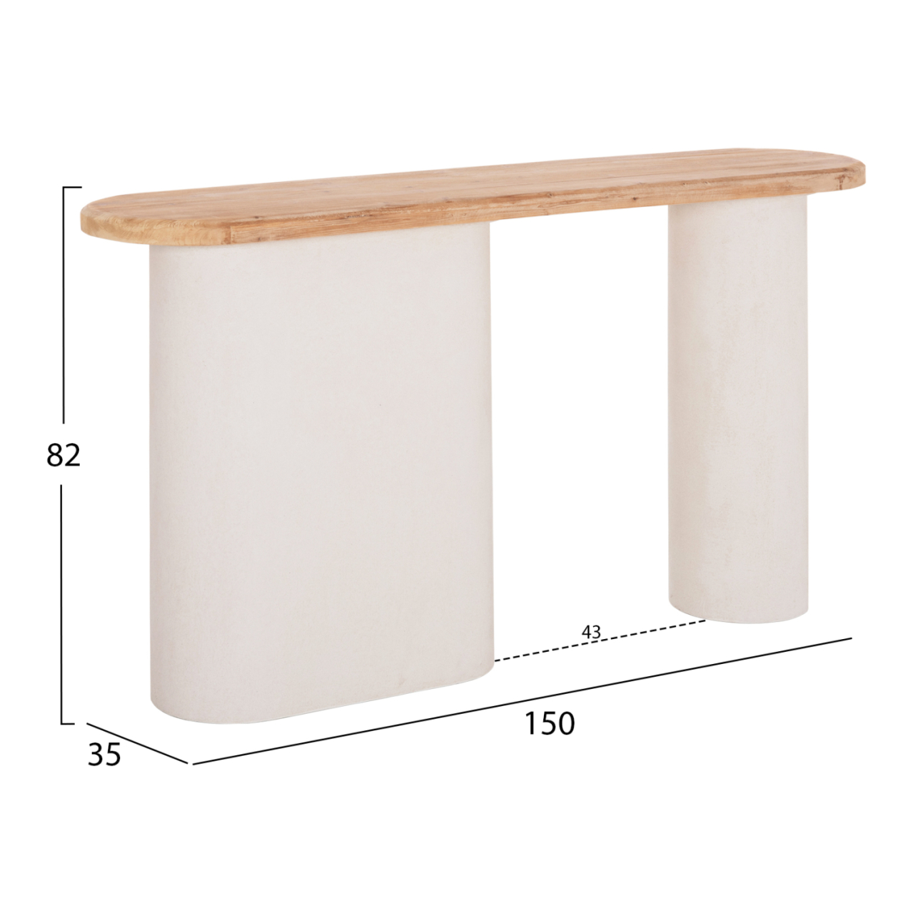 CONSOLE SANTORINI HM18338 FIR WOOD TABLETOP-MDF BASE IN OFF-WHITE 150x35x82Hcm. [2]