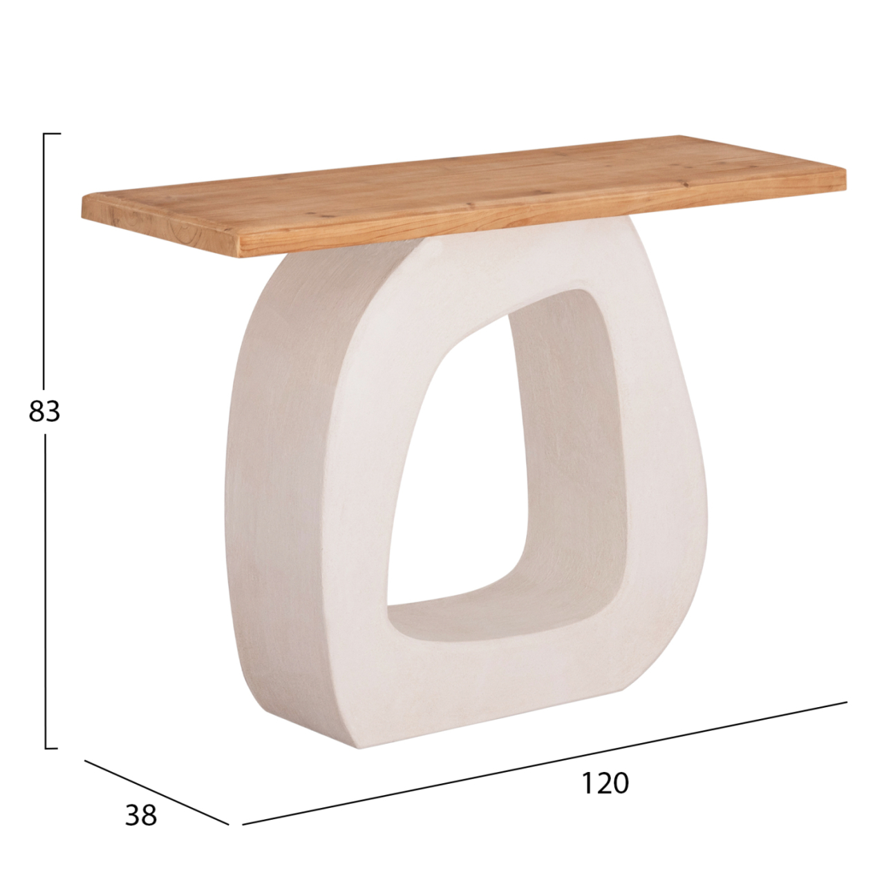 CONSOLE SERIES SANTORINI HM18043 FIR WOOD TABLETOP-MDF BASE IN OFF-WHITE 120x38x83Hcm. [2]