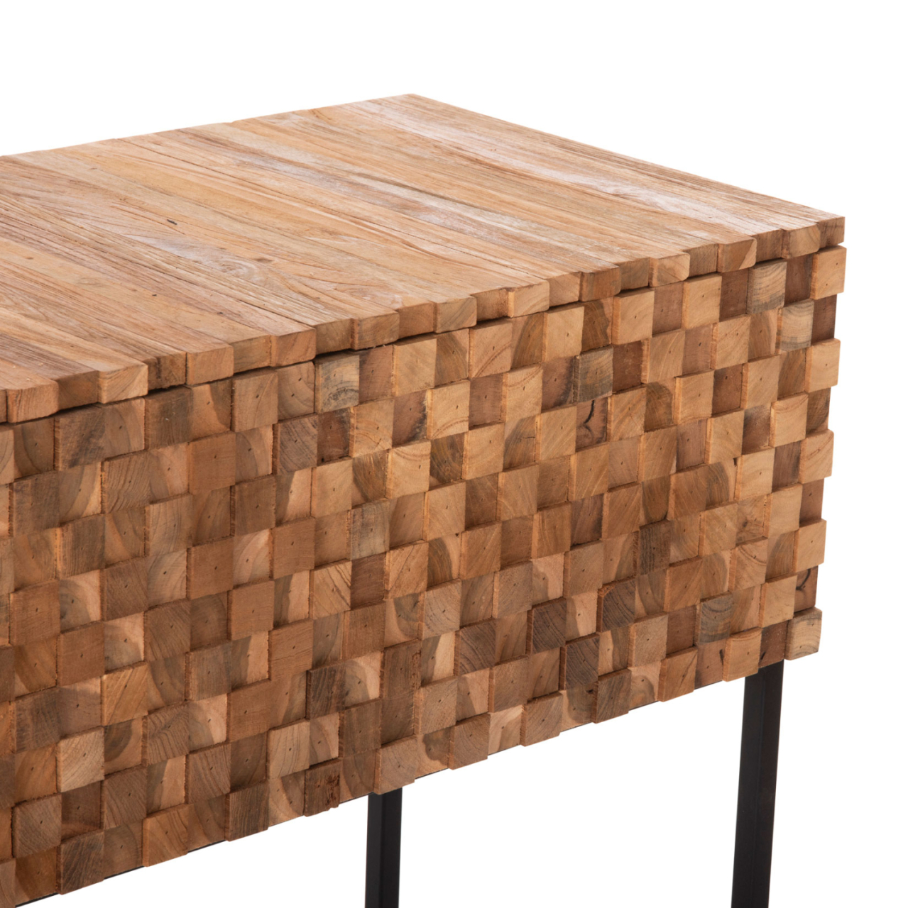 CONSOLE WITH DRAWERS JORDI HM9801 TEAK WOOD IN NATURAL-BLACK METAL BASE 180x43x79Hcm. [7]