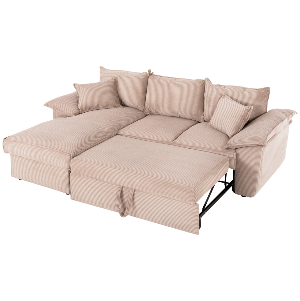 CORNER (LEFT) SOFA-BED WITH STORAGE SPACE ALDO HM3276.01L BEIGE FABRIC 256x91-159x87Hcm. [3]
