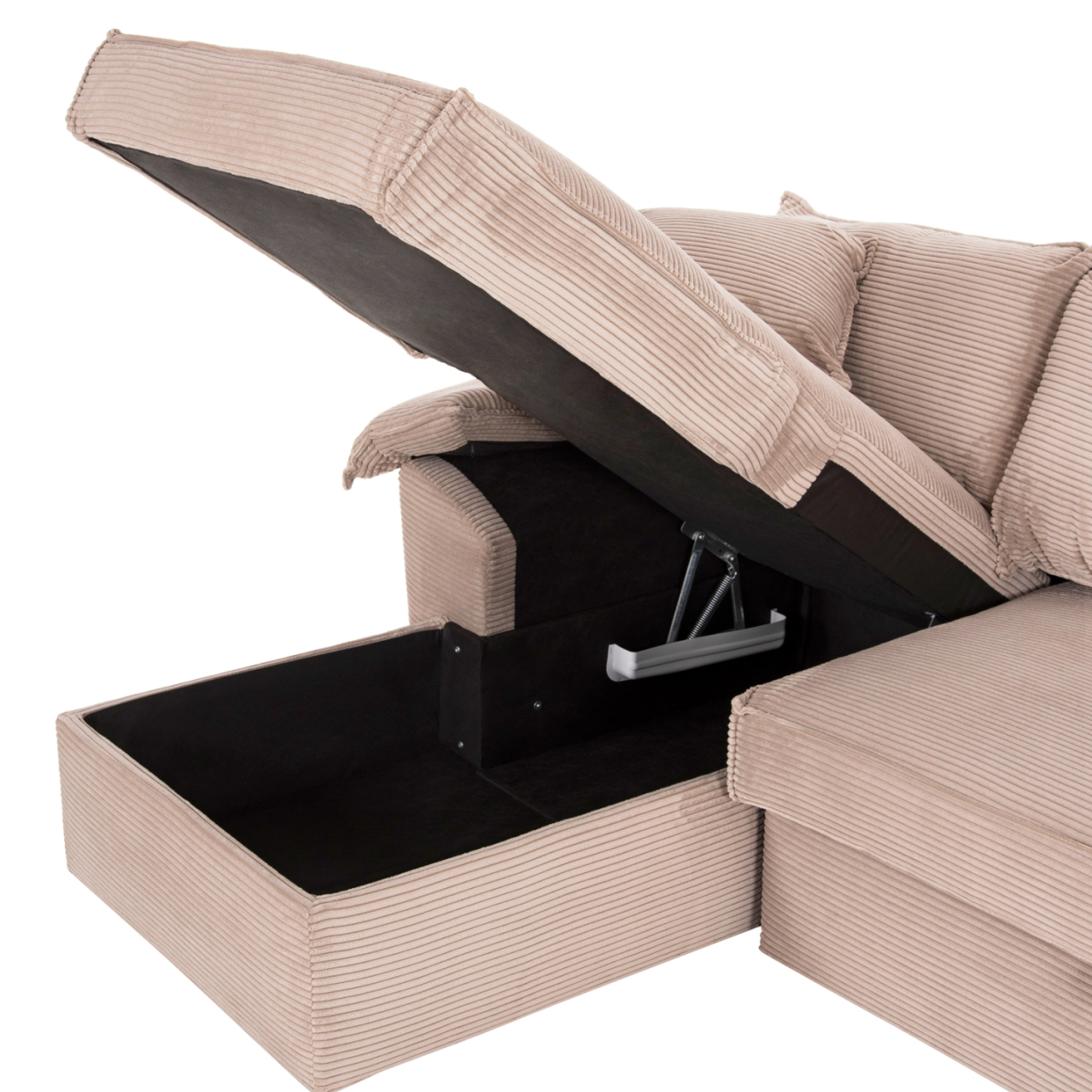 CORNER (LEFT) SOFA-BED WITH STORAGE SPACE ALDO HM3276.01L BEIGE FABRIC 256x91-159x87Hcm. [8]