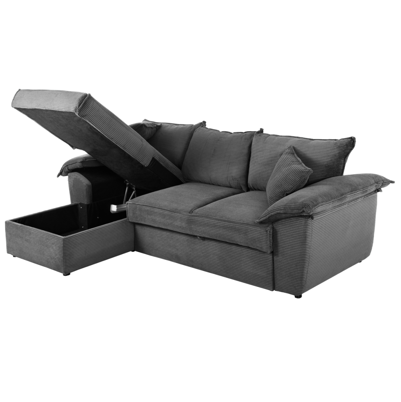CORNER (LEFT) SOFA-BED WITH STORAGE SPACE ALDO HM3276.02L ANTHRACITE FABRIC 256x91-159x87Hcm. [5]